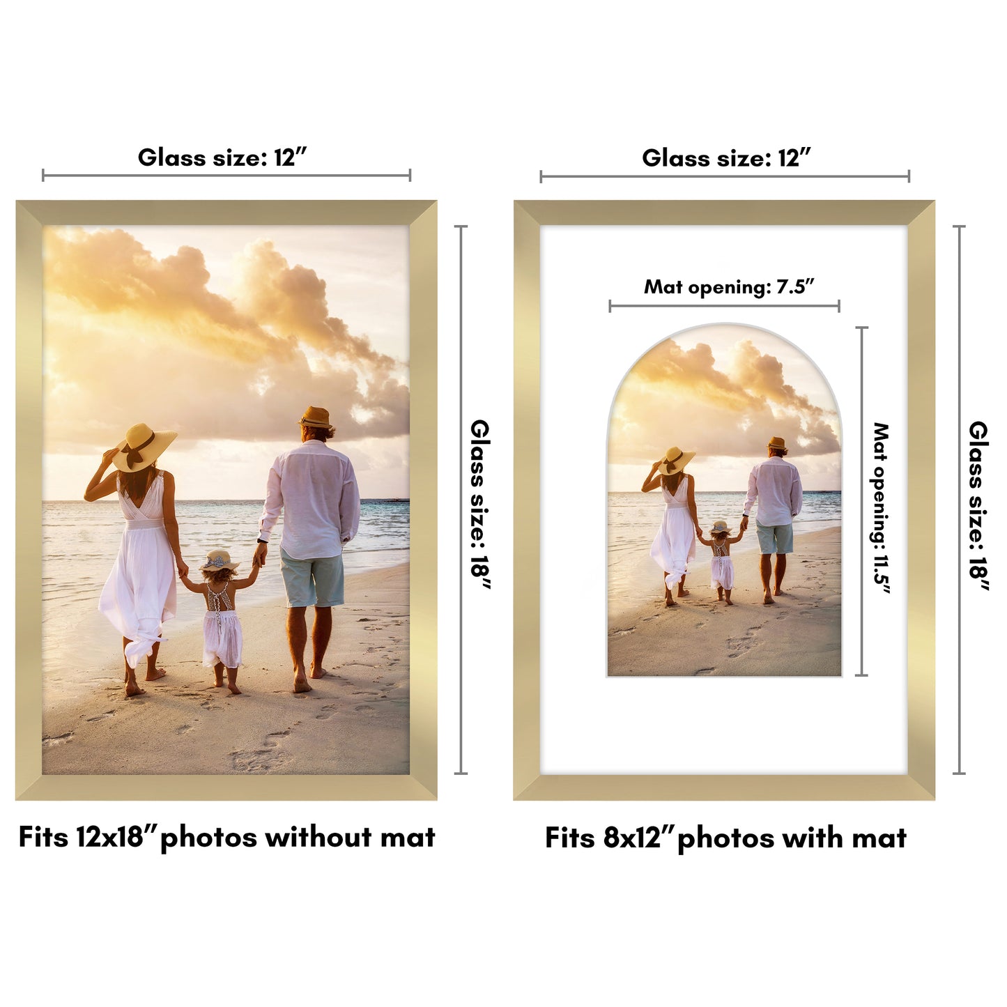 Picture Frame With Arch Mat - Engineered Wood Photo Frame with Shatter-Resistant Glass Cover