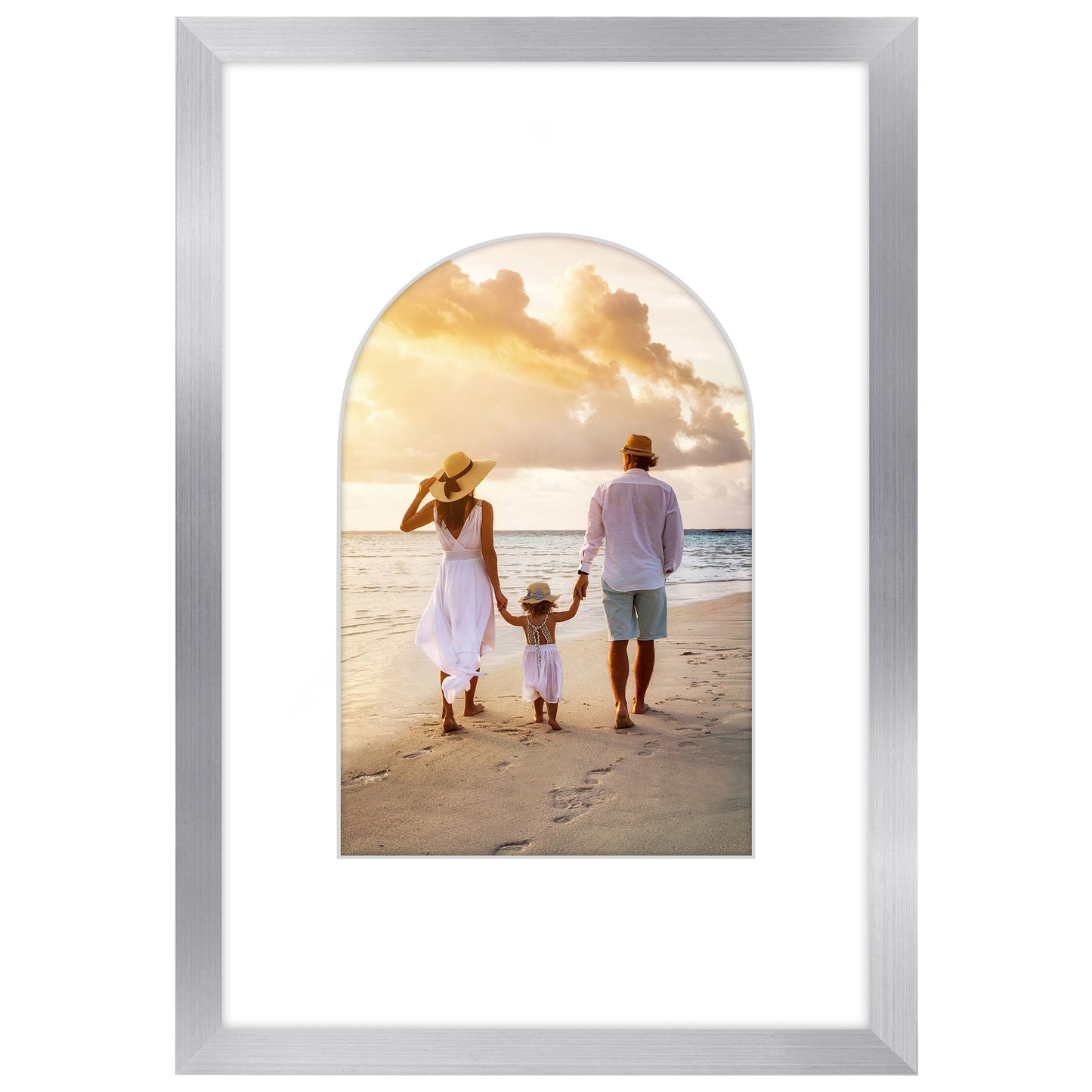 Picture Frame With Arch Mat - Engineered Wood Photo Frame with Shatter-Resistant Glass Cover