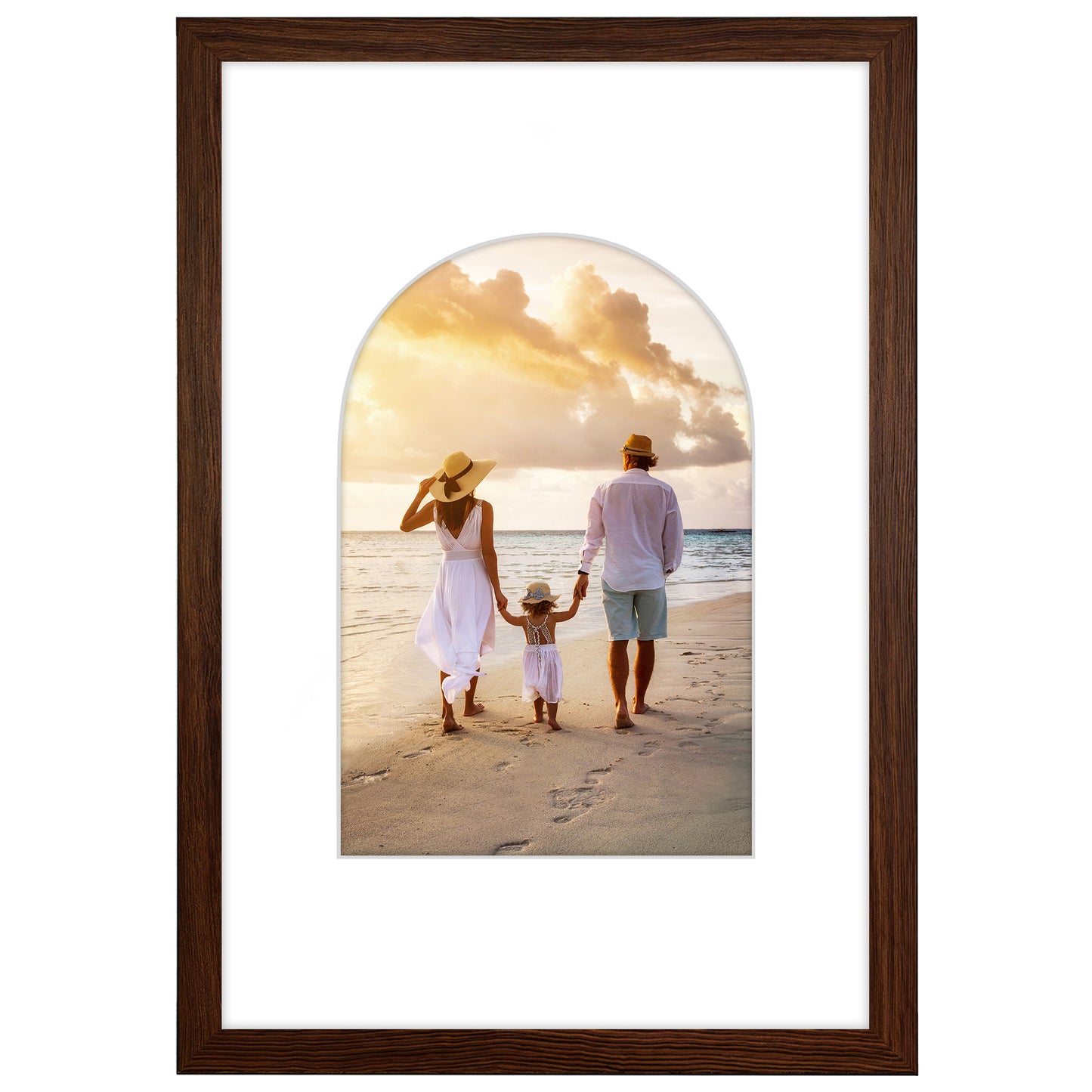 Picture Frame With Arch Mat - Engineered Wood Photo Frame with Shatter-Resistant Glass Cover