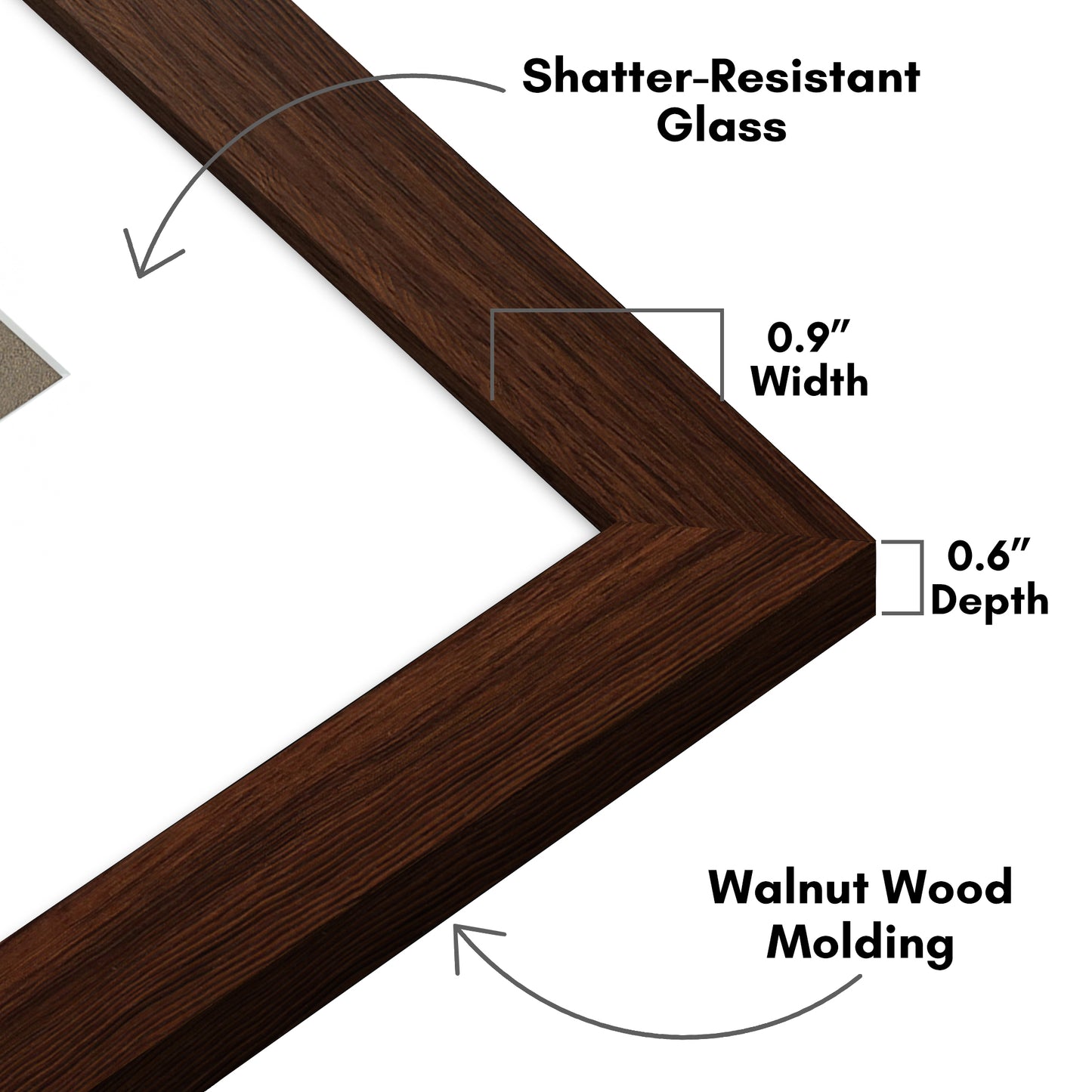 Picture Frame With Arch Mat - Engineered Wood Photo Frame with Shatter-Resistant Glass Cover