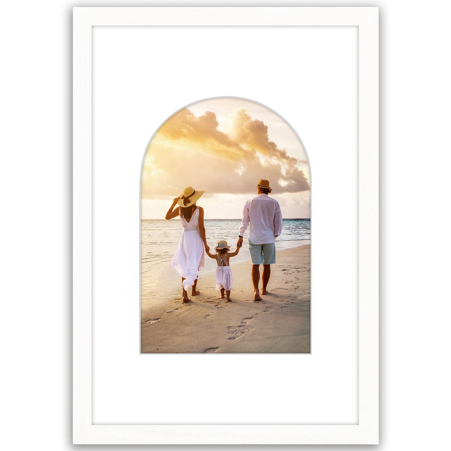 Picture Frame With Arch Mat - Engineered Wood Photo Frame with Shatter-Resistant Glass Cover