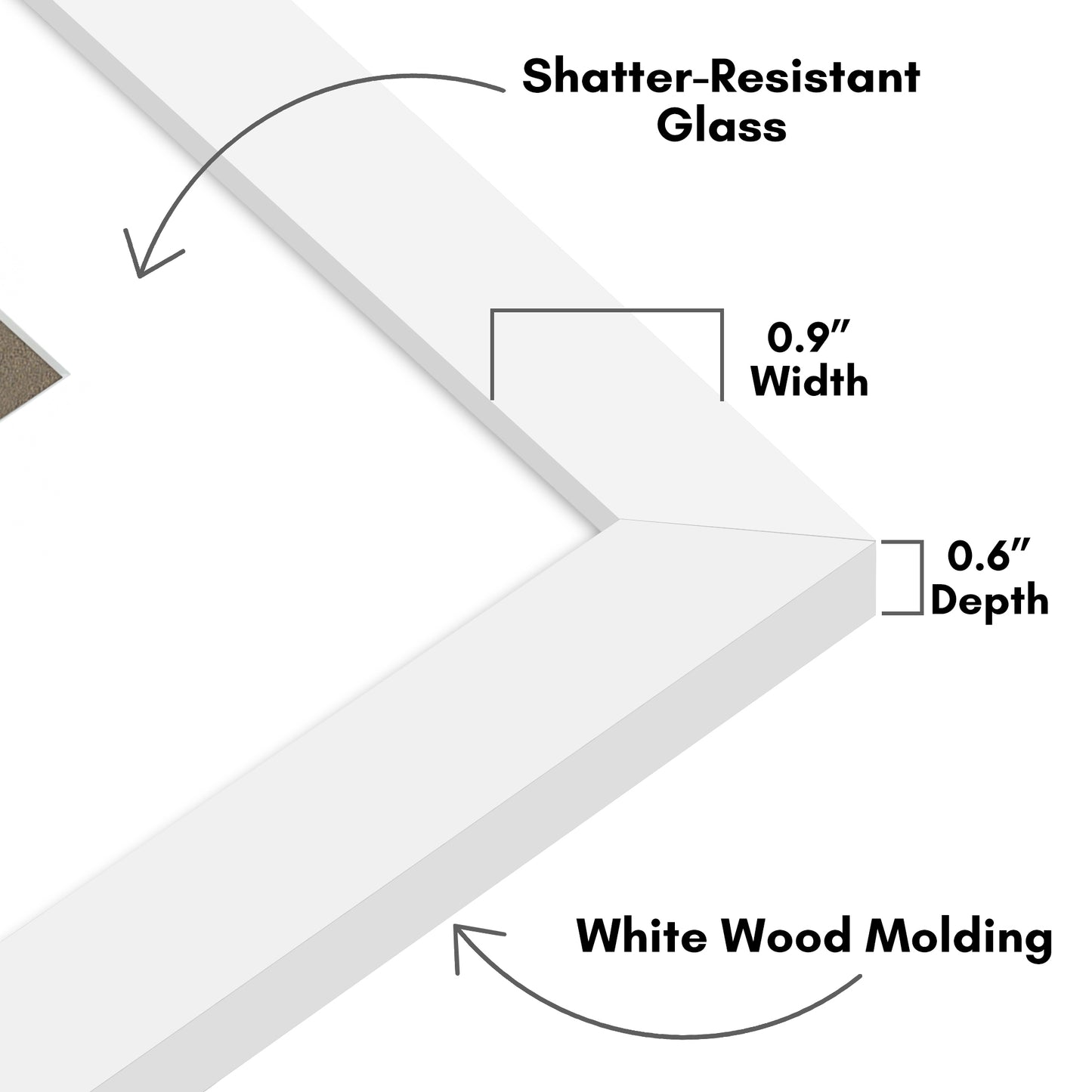 Picture Frame With Arch Mat - Engineered Wood Photo Frame with Shatter-Resistant Glass Cover