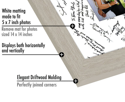 Wedding Signature Memories - Composite Wood Shatter-Resistant Glass Cover For Vertical Formats - Picture Frame