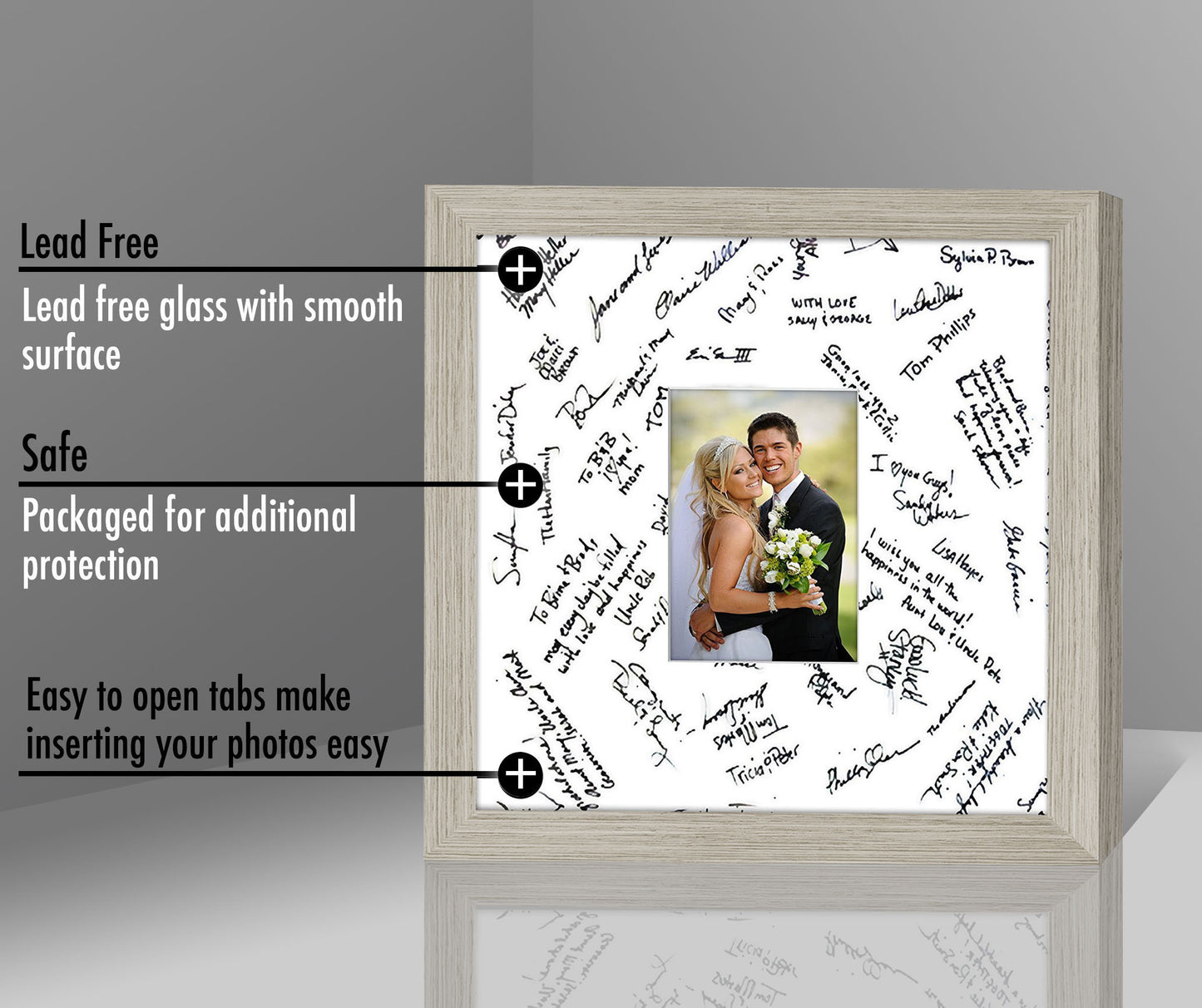 Wedding Signature Memories - Composite Wood Shatter-Resistant Glass Cover For Vertical Formats - Picture Frame