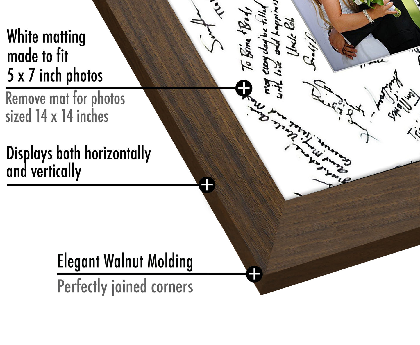 Wedding Signature Memories - Composite Wood Shatter-Resistant Glass Cover For Vertical Formats - Picture Frame