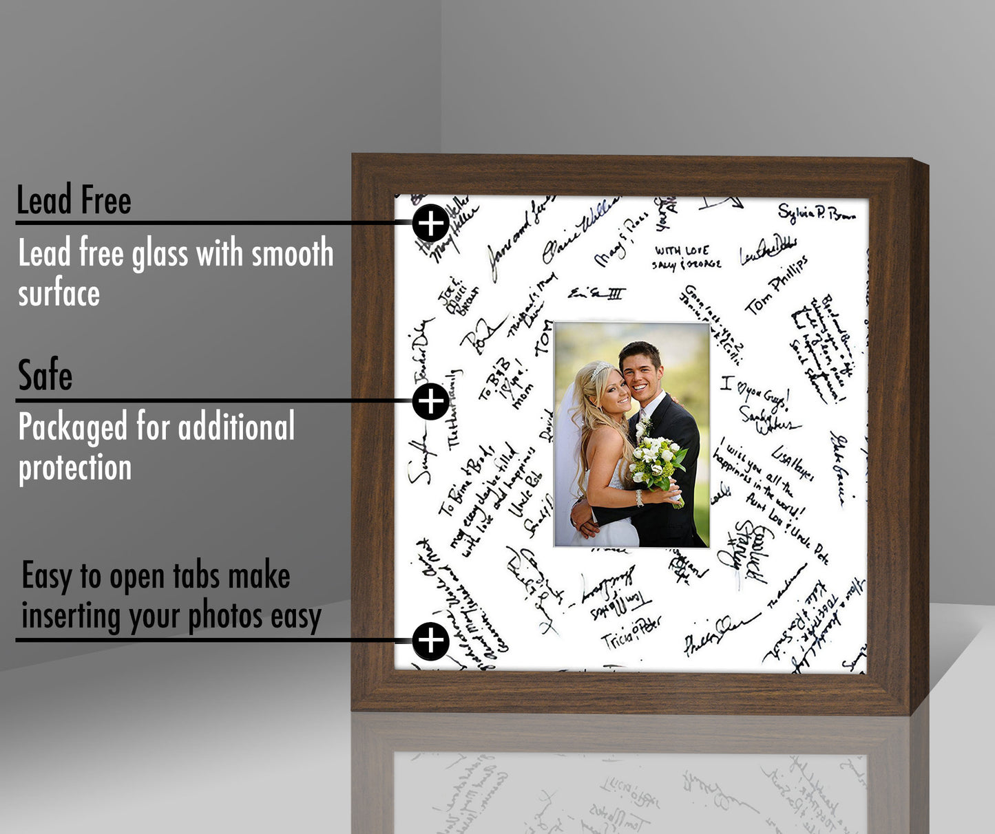 Wedding Signature Memories - Composite Wood Shatter-Resistant Glass Cover For Vertical Formats - Picture Frame