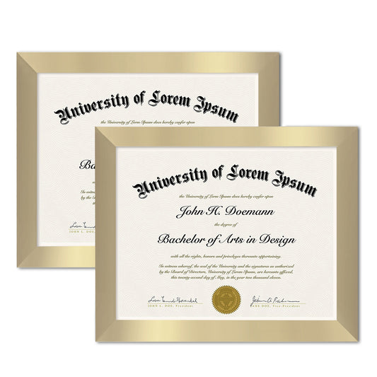 8.5x11 Diploma Frame - Set of 2 - Use as Diploma Frame or Certificate Frame with Shatter Resistant Glass - For Wall and Tabletop