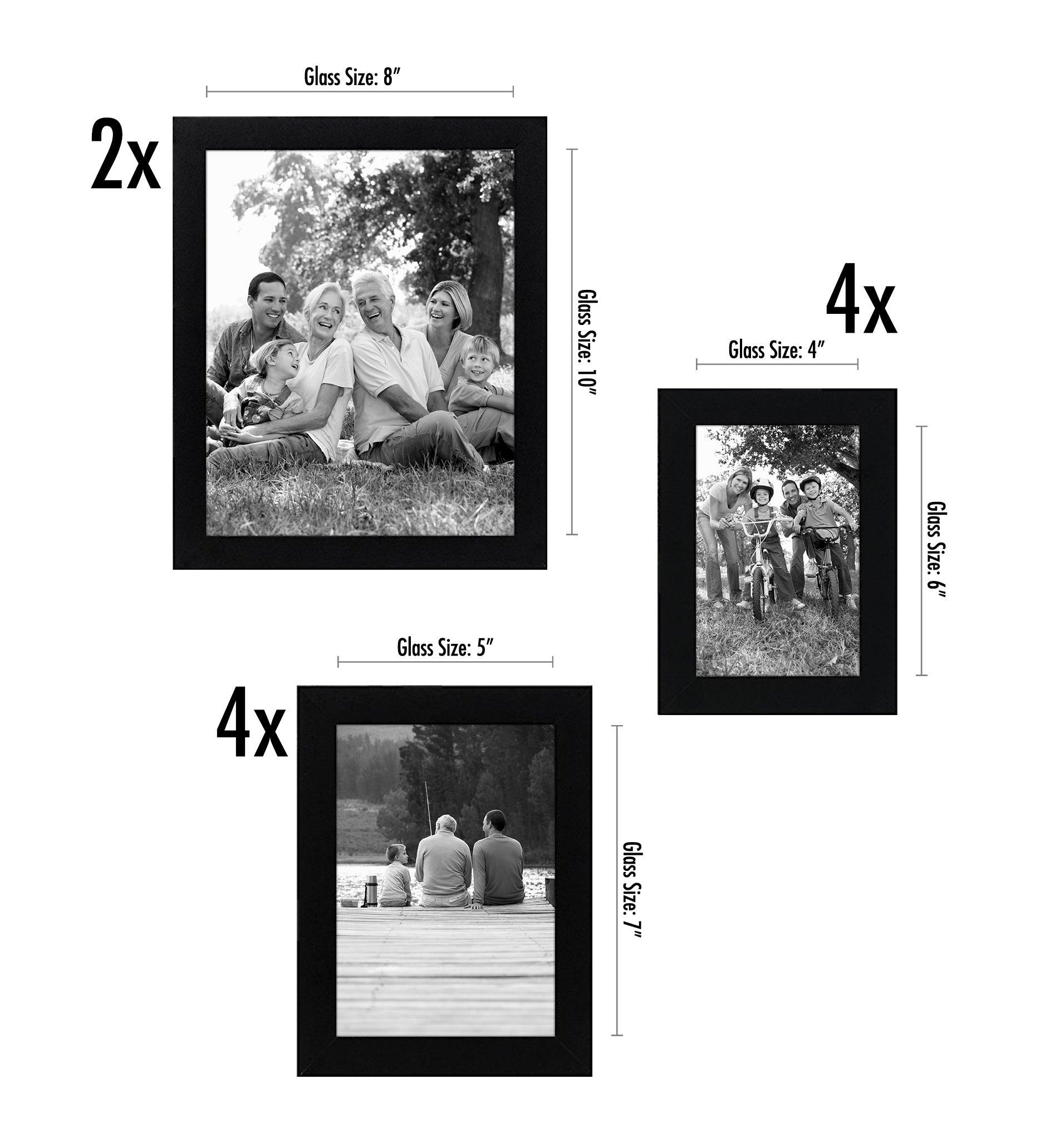 Americanflat 10-Piece Multi Pack Includes 8x10 5x7 and 4x6 Frames Gallery Set Black