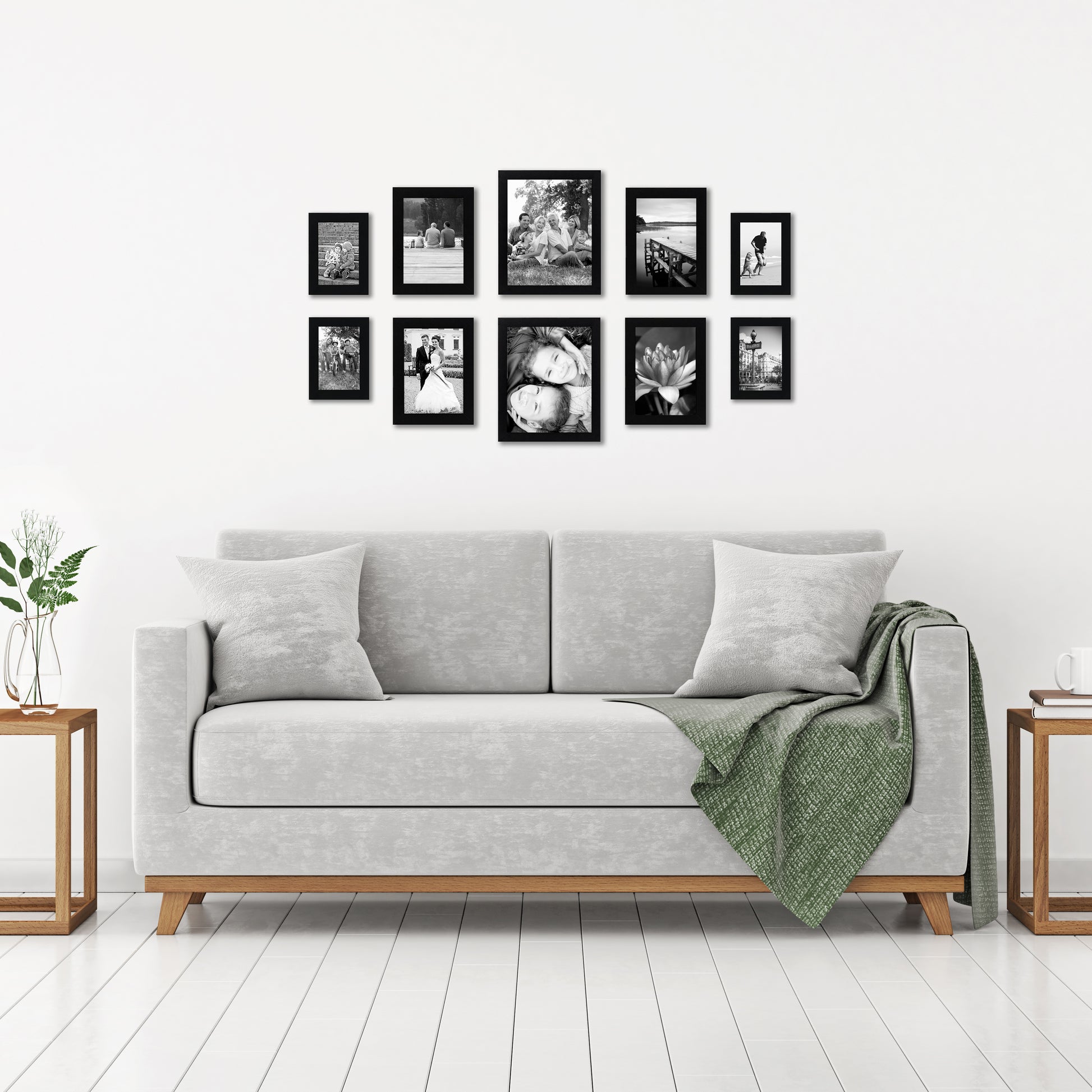 SESEAT Picture Frames Collage, Gallery Wall Frame Set with 11x14 8x10 5x7  4x6 Frames in 3 Different Finishes, Set of 10