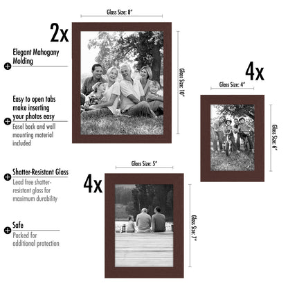 10-Piece Multi Pack; Includes 8x10, 5x7, and 4x6 Frames, Gallery Set - Picture Frame - Americanflat