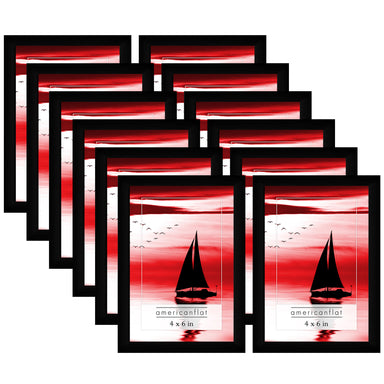 12 Piece Black Picture Frame Set with Polished Glass - Horizontal and Vertical Formats for Wall and Tabletop - Picture Frame - Americanflat