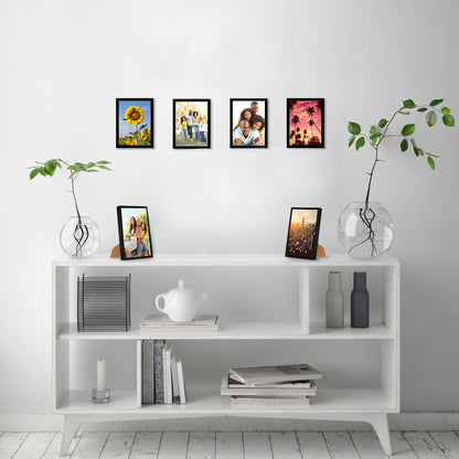 6 Piece Black Picture Frame Set with Polished Glass - Horizontal and Vertical Formats for Wall and Tabletop - Picture Frame - Americanflat