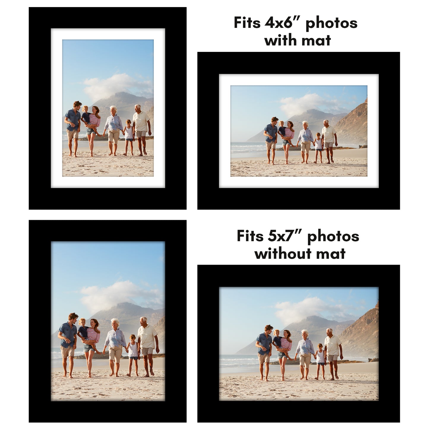 5 Pack - Gallery Wall Picture Frame | Choose Size and Color