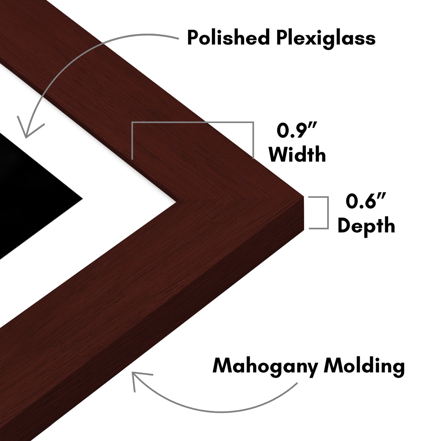 Picture Frame - Set of 2 - with Mat or Without Mat - Plexiglass Cover and Hanging Hardware included