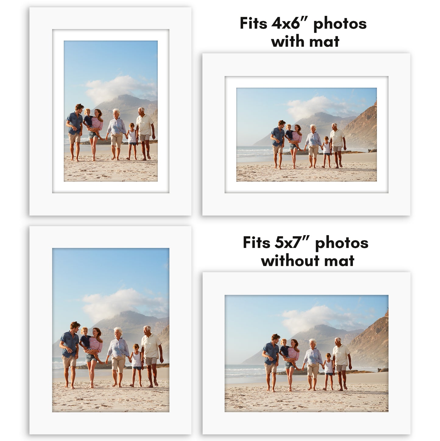 Picture Frame - Set of 2 - with Mat or Without Mat - Plexiglass Cover and Hanging Hardware included