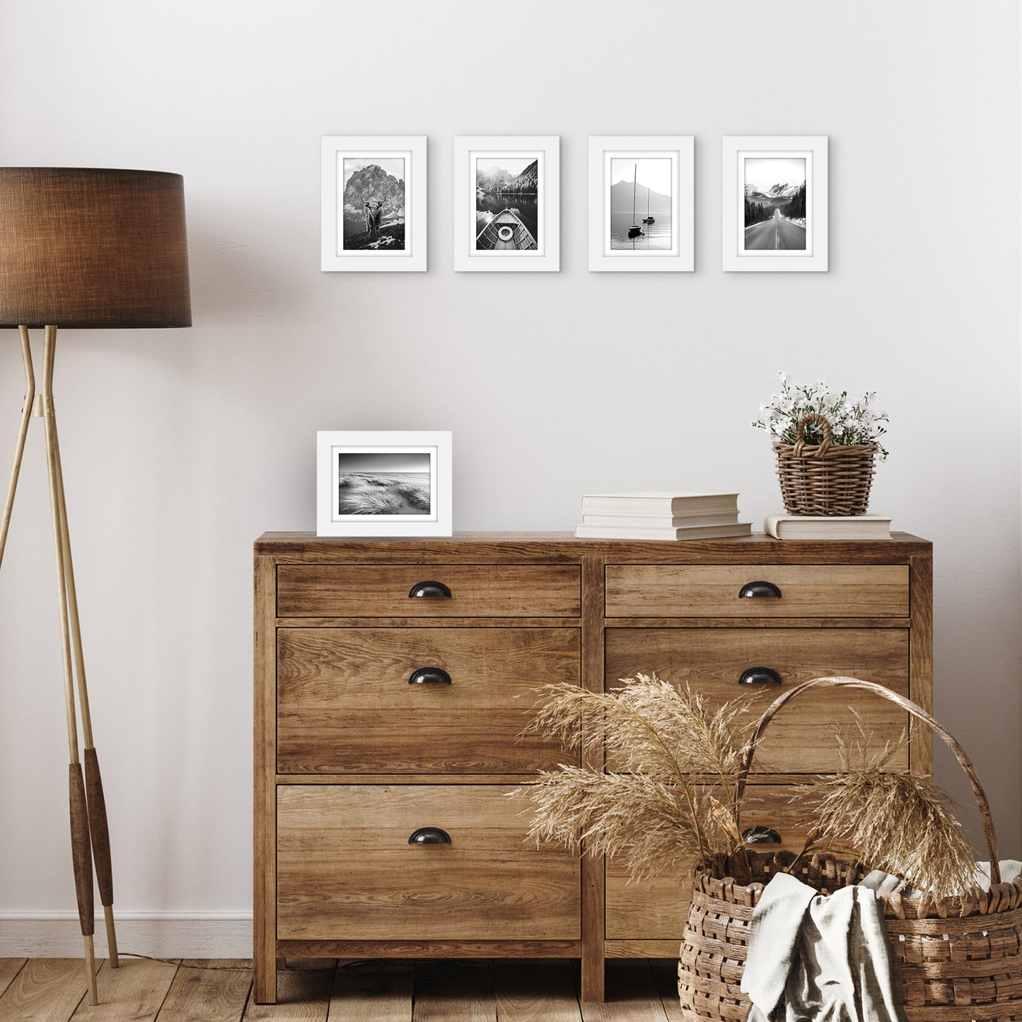 5 Pack - Gallery Wall Picture Frame | Choose Size and Color