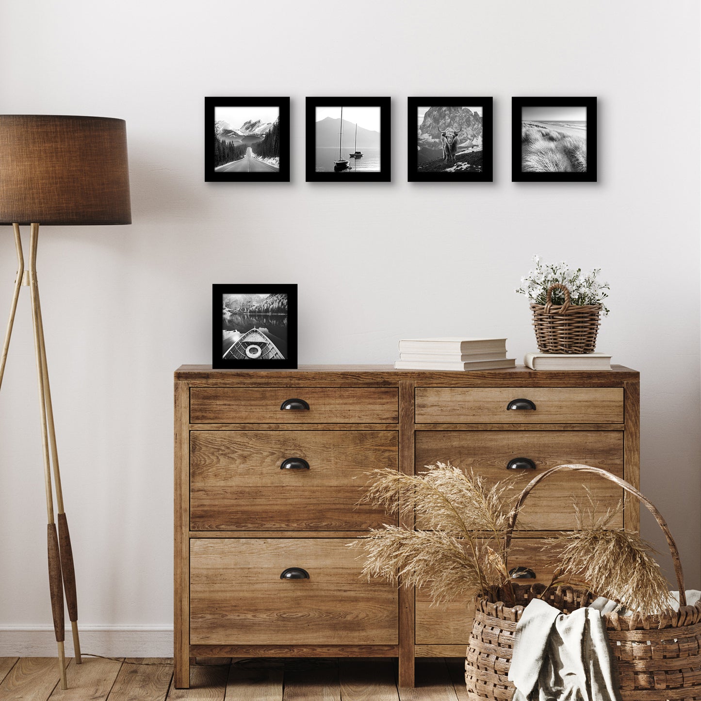 Picture Frame Set of 5 - Gallery Wall Frame Set with Included Hanging Hardware - Horizontal or Vertical Display