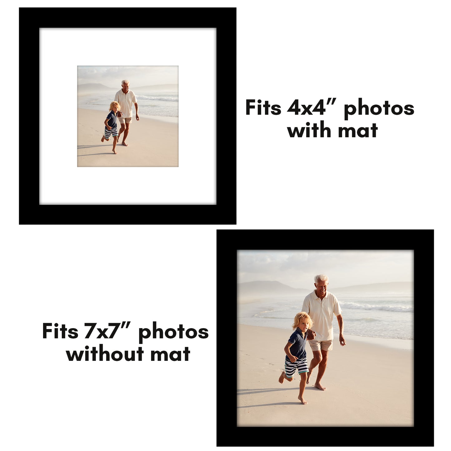 Picture Frame - Set of 2 - with Mat or Without Mat - Plexiglass Cover and Hanging Hardware included