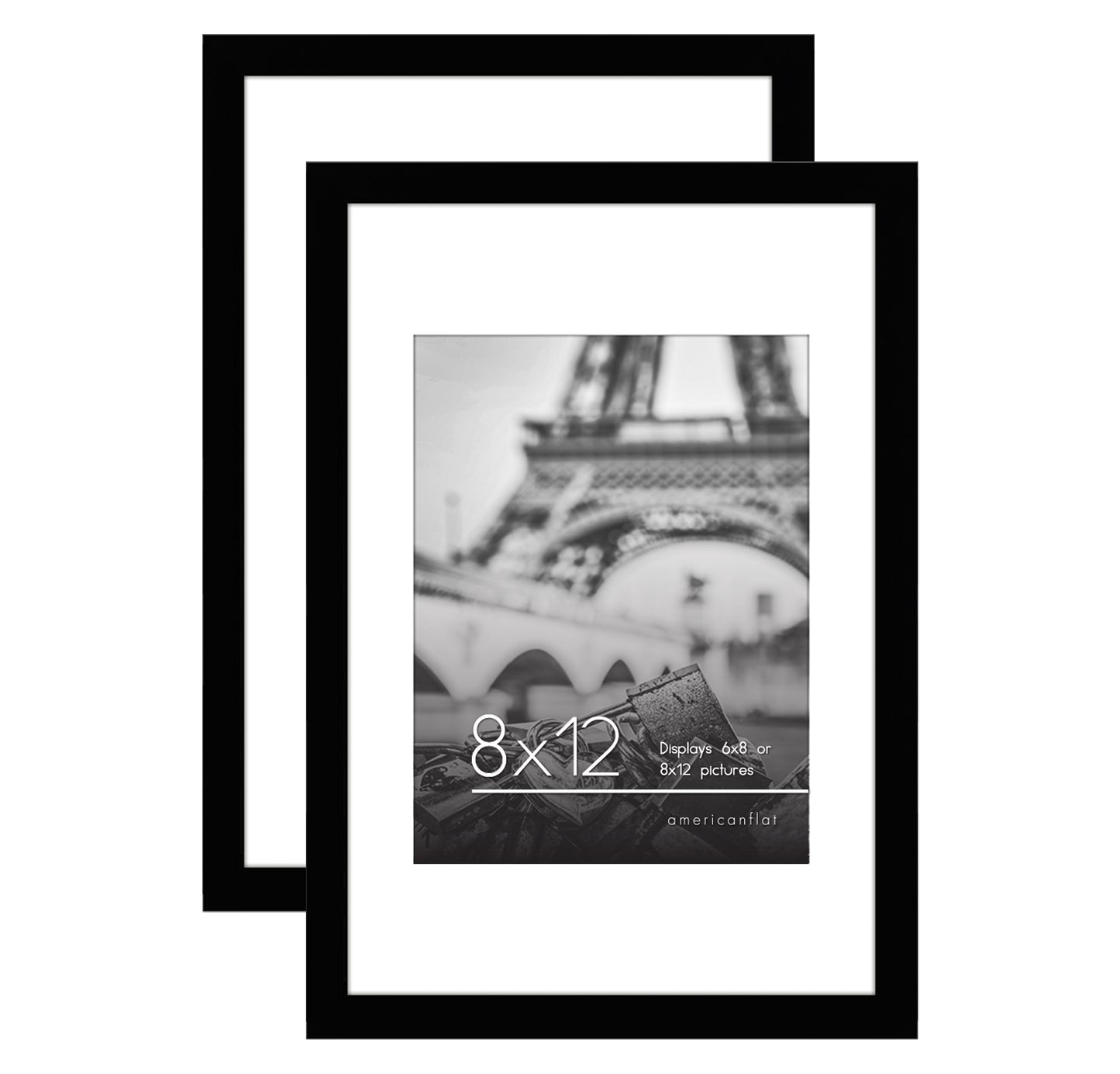 Picture Frame - Set of 2 - with Mat or Without Mat - Plexiglass Cover and Hanging Hardware included