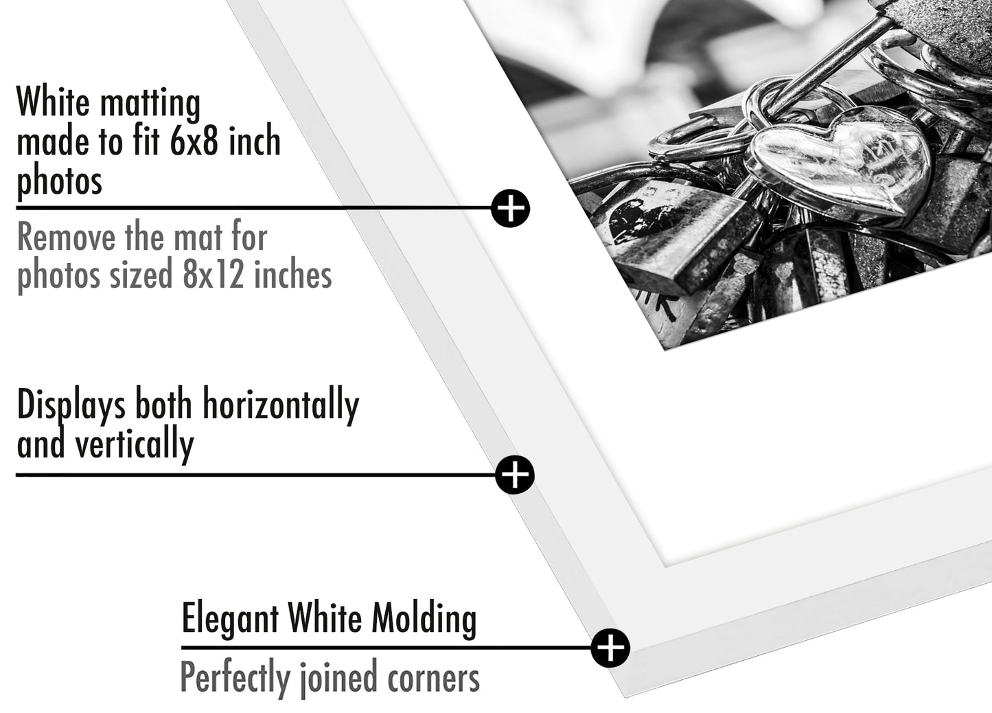 Picture Frame - Set of 2 - with Mat or Without Mat - Plexiglass Cover and Hanging Hardware included