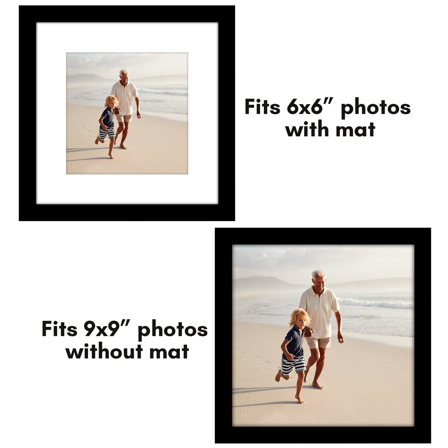 Picture Frame - Set of 2 - with Mat or Without Mat - Plexiglass Cover and Hanging Hardware included