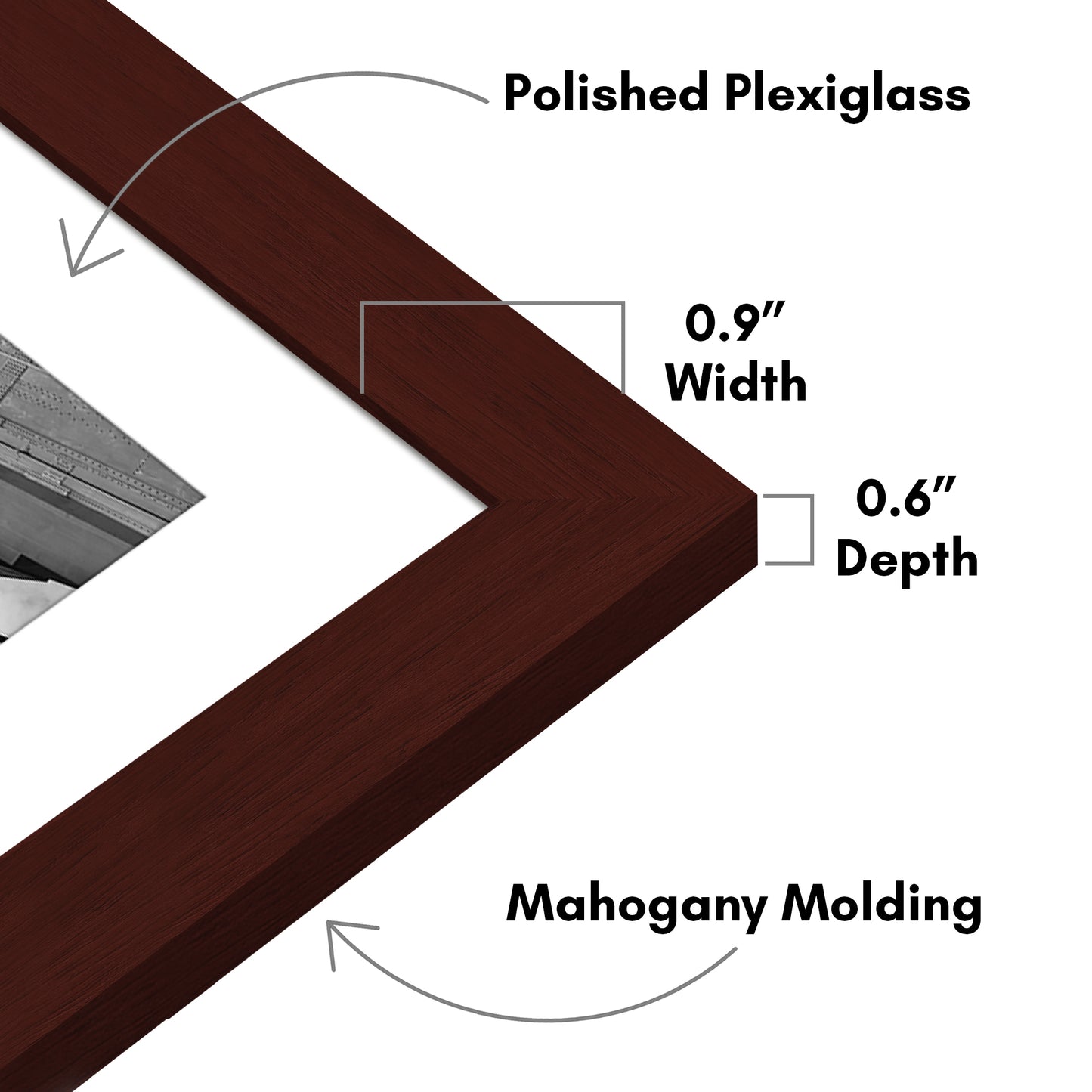 Picture Frame - Set of 2 - with Mat or Without Mat - Plexiglass Cover and Hanging Hardware included