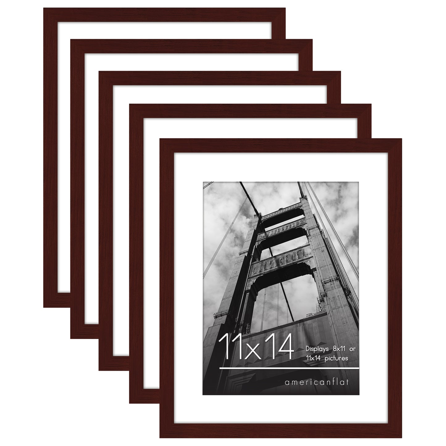 5 Pack - Gallery Wall Picture Frame | Choose Size and Color