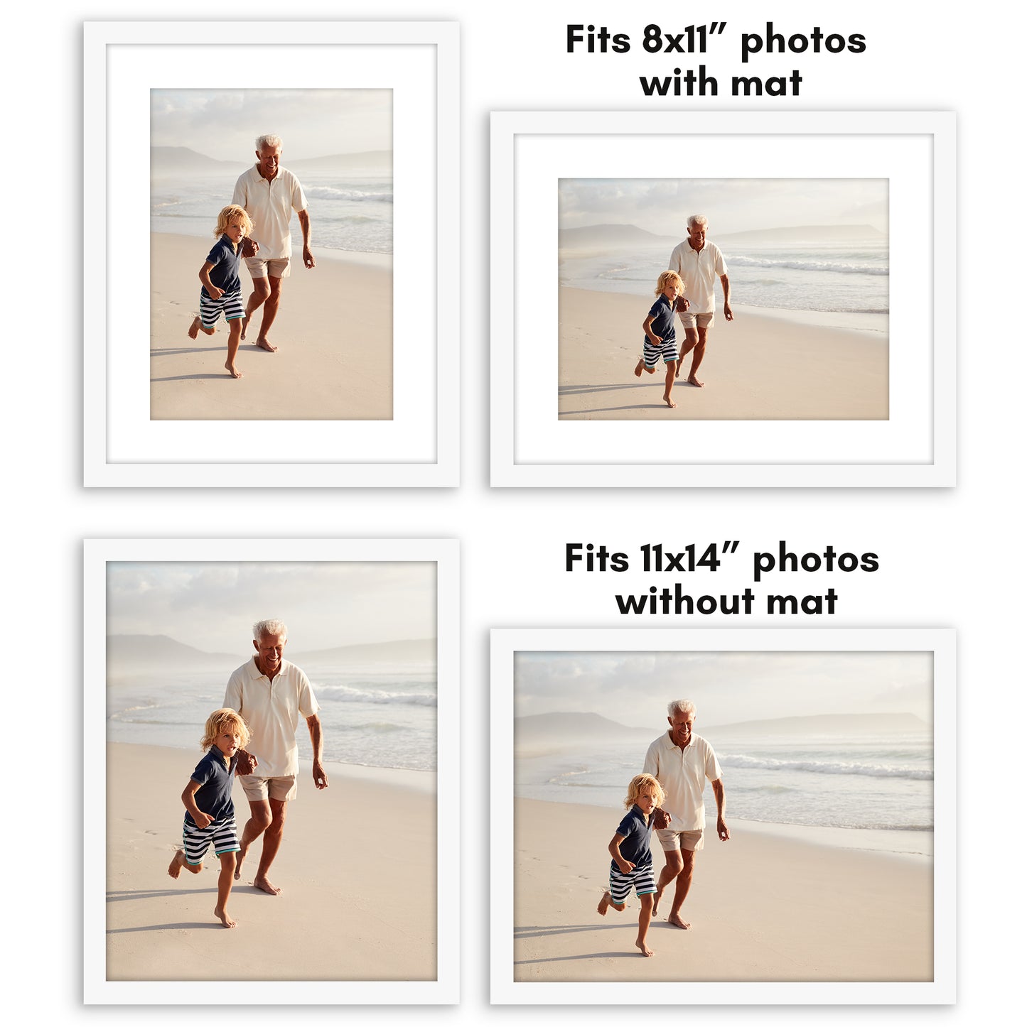 Picture Frame - Set of 2 - with Mat or Without Mat - Plexiglass Cover and Hanging Hardware included