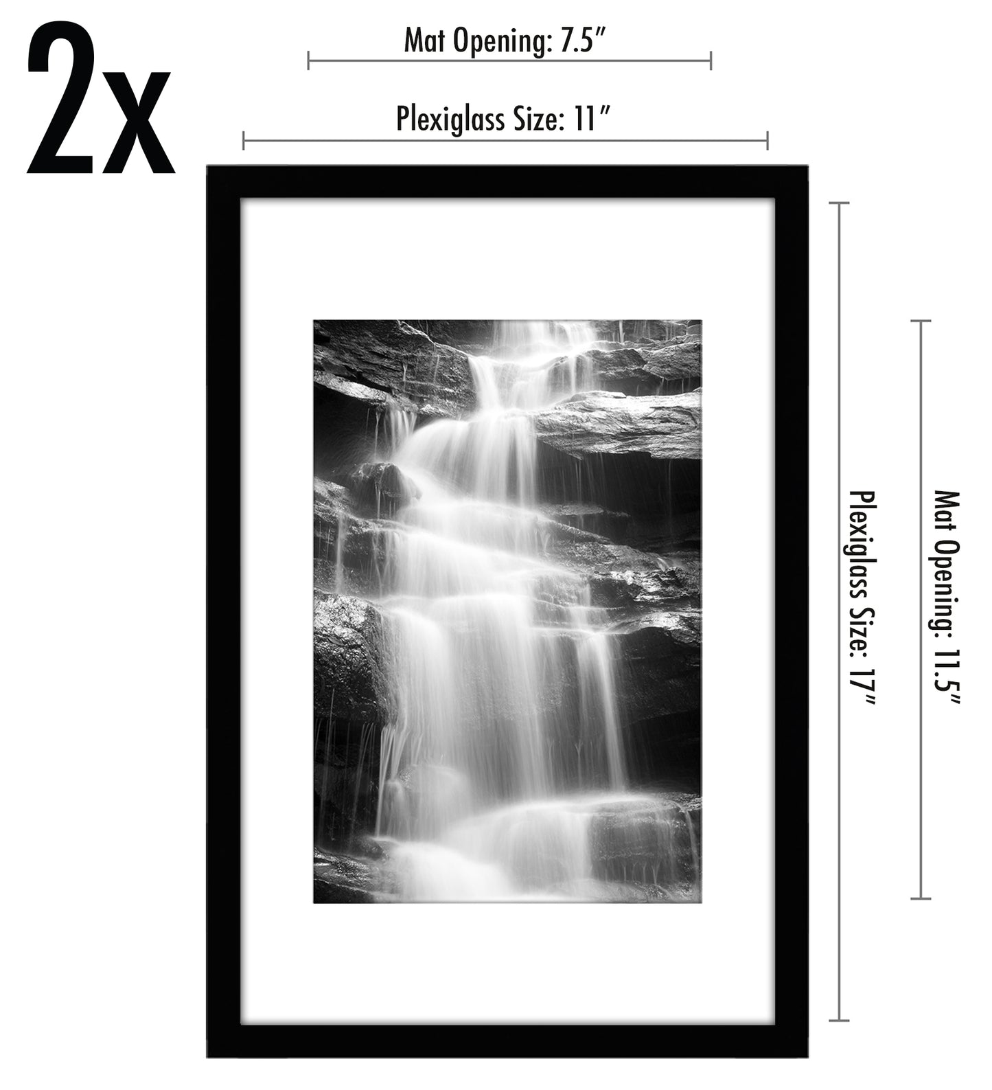 Picture Frame - Set of 2 - with Mat or Without Mat - Plexiglass Cover and Hanging Hardware included