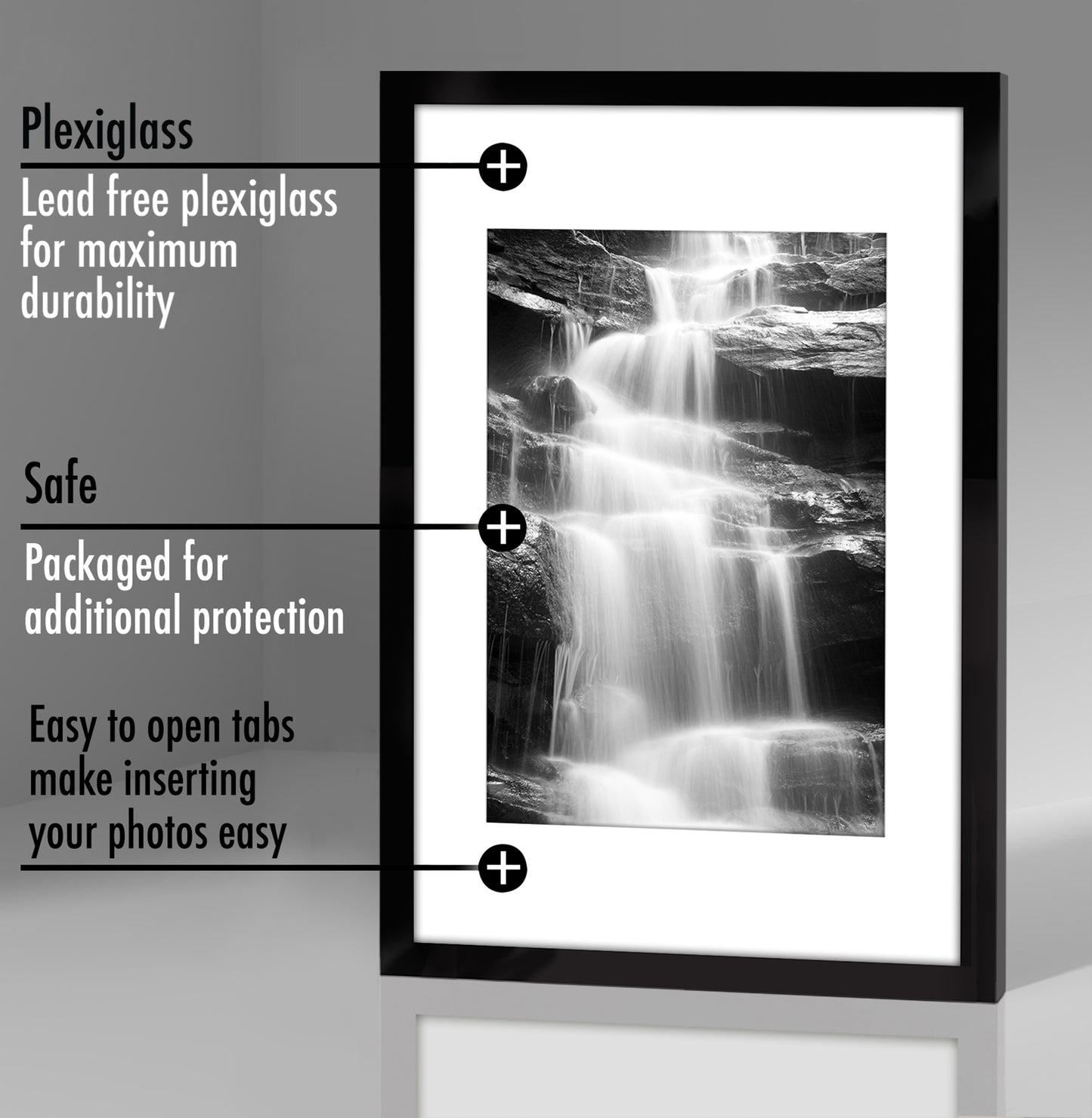 Picture Frame - Set of 2 - with Mat or Without Mat - Plexiglass Cover and Hanging Hardware included