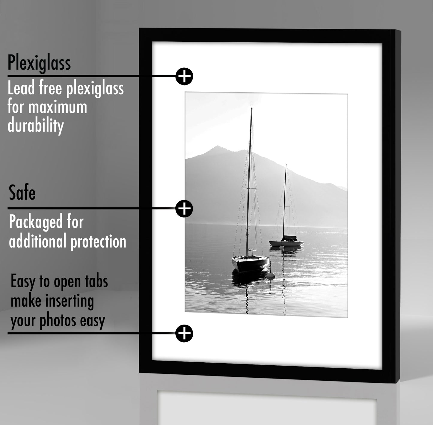 5 Pack - Gallery Wall Picture Frame | Choose Size and Color