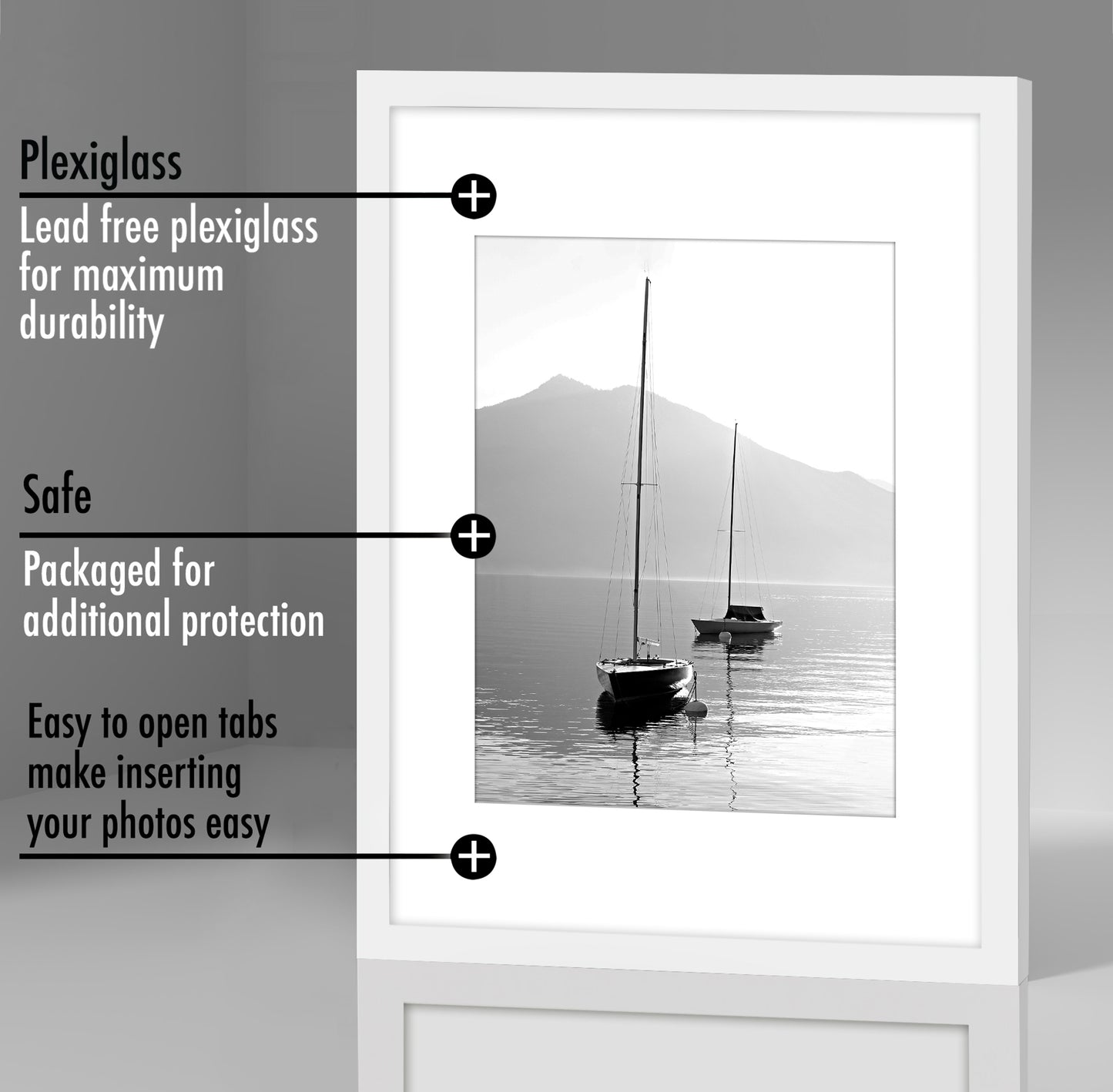 5 Pack - Gallery Wall Picture Frame | Choose Size and Color