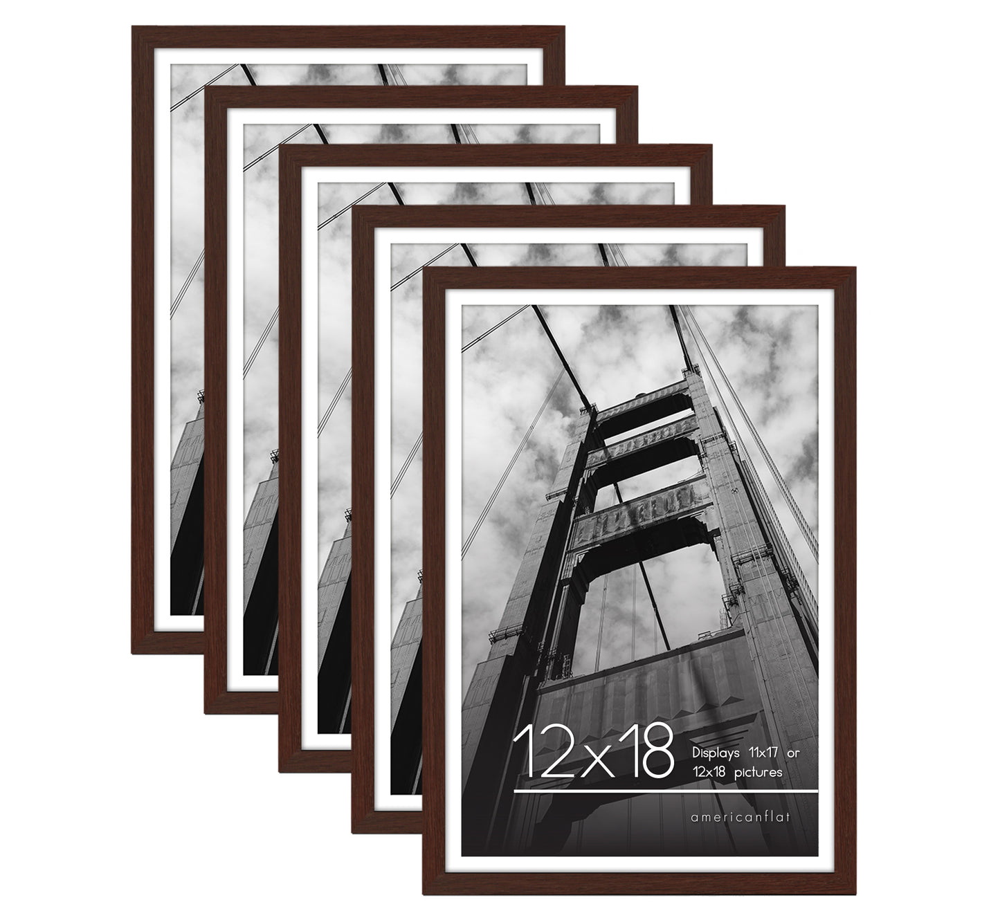 5 Pack - Gallery Wall Picture Frame | Choose Size and Color