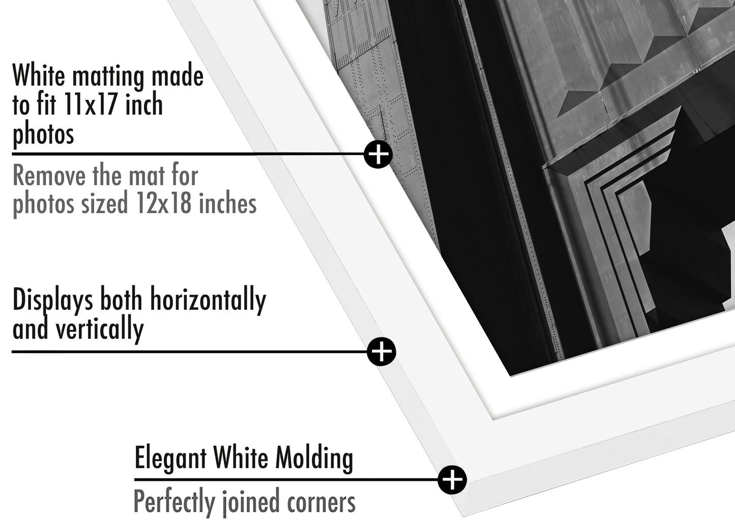 Picture Frame - Set of 2 - with Mat or Without Mat - Plexiglass Cover and Hanging Hardware included