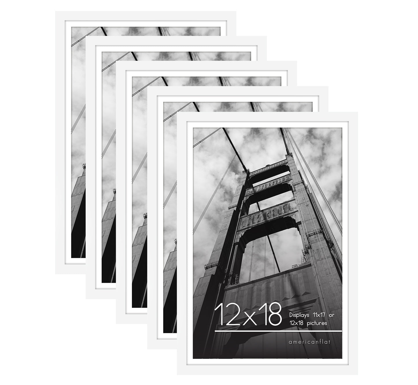 5 Pack - Gallery Wall Picture Frame | Choose Size and Color