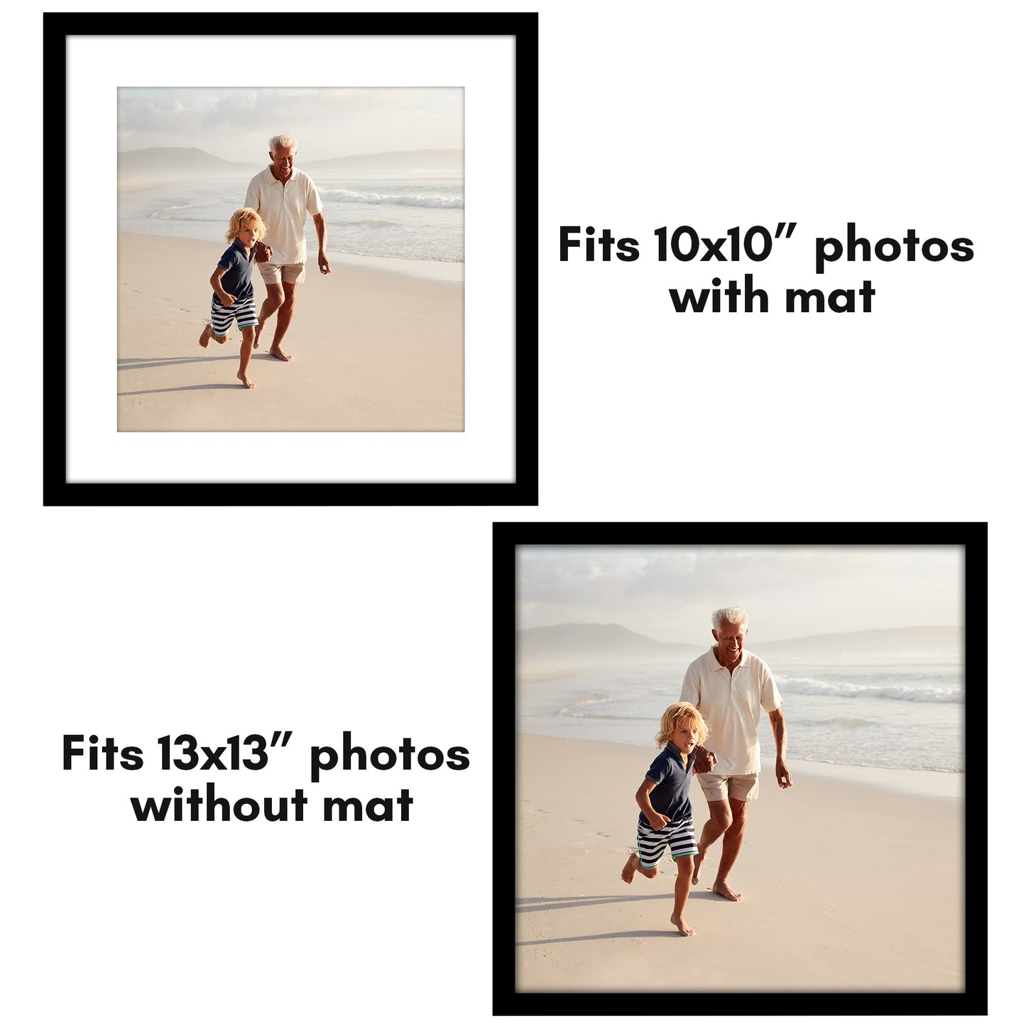 Picture Frame - Set of 2 - with Mat or Without Mat - Plexiglass Cover and Hanging Hardware included