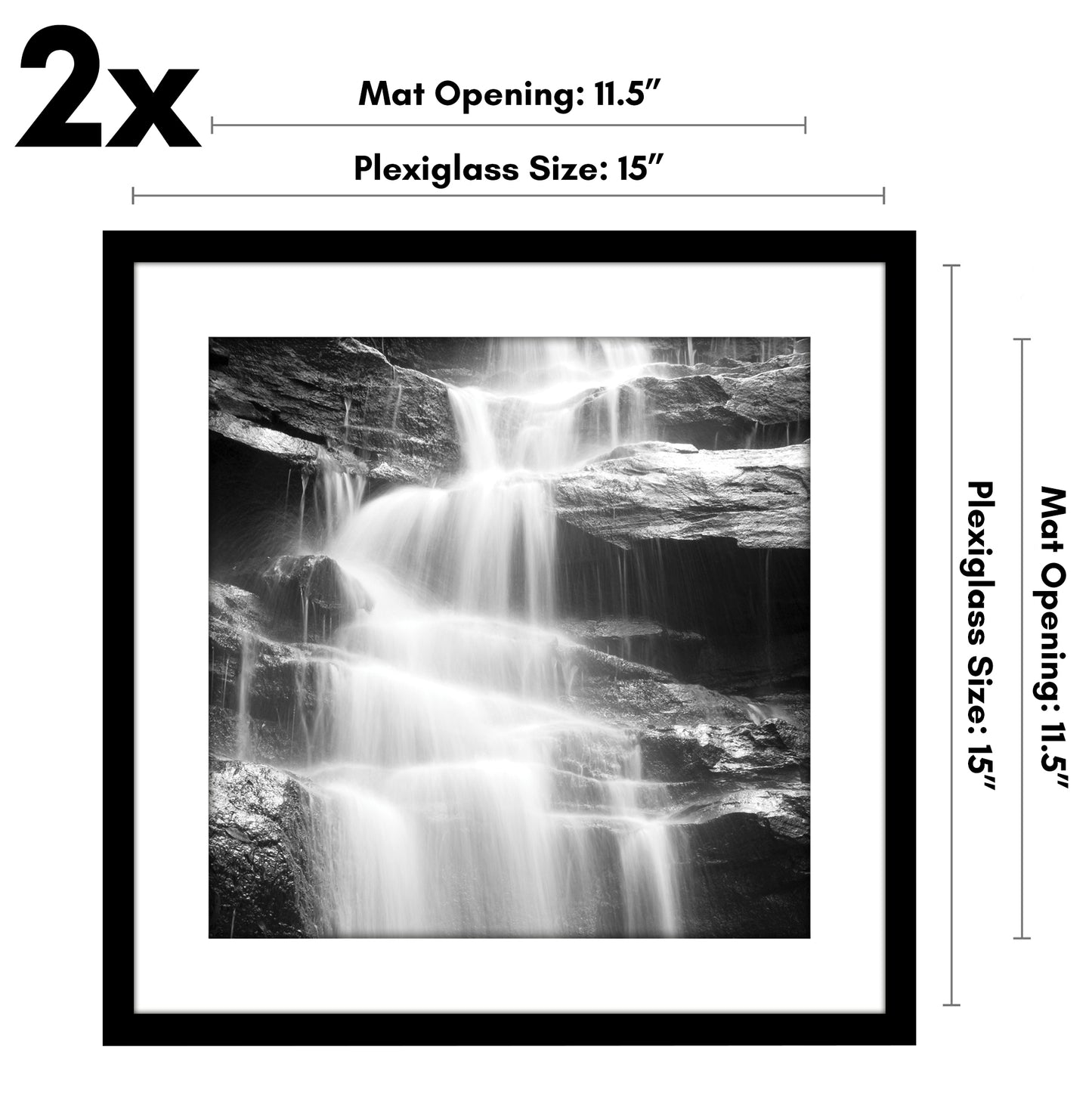 Picture Frame - Set of 2 - with Mat or Without Mat - Plexiglass Cover and Hanging Hardware included