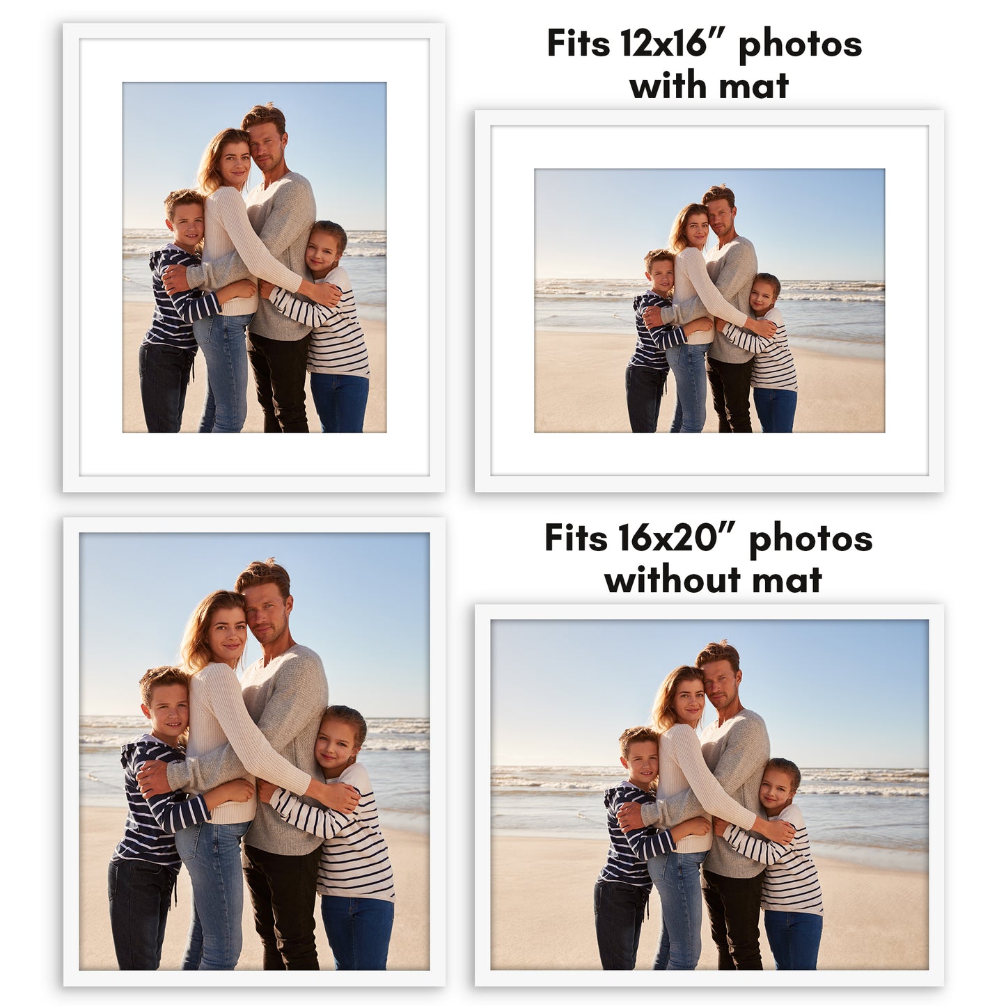 Picture Frame - Set of 2 - with Mat or Without Mat - Plexiglass Cover and Hanging Hardware included