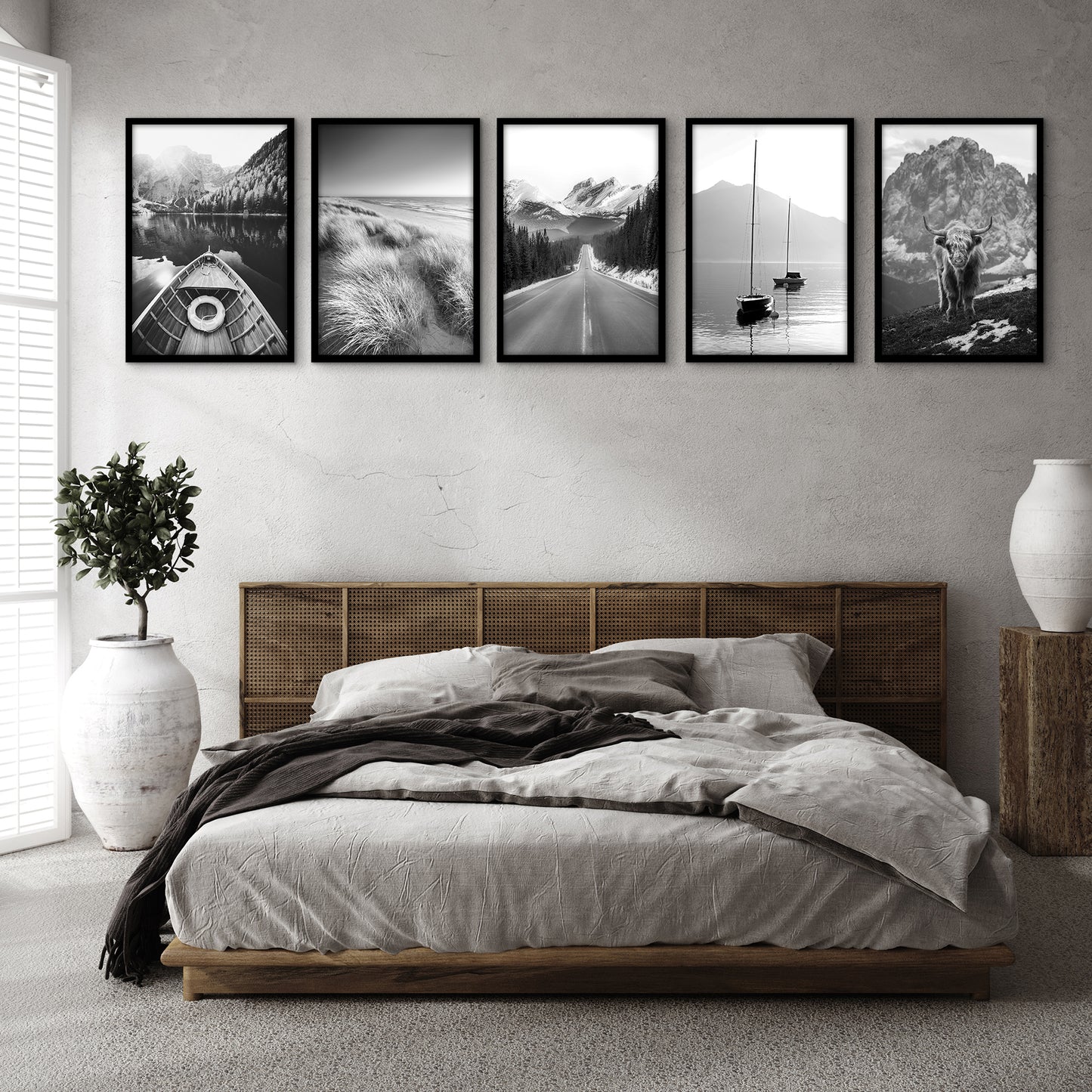 Picture Frame Set of 5 - Gallery Wall Frame Set with Included Hanging Hardware - Horizontal or Vertical Display