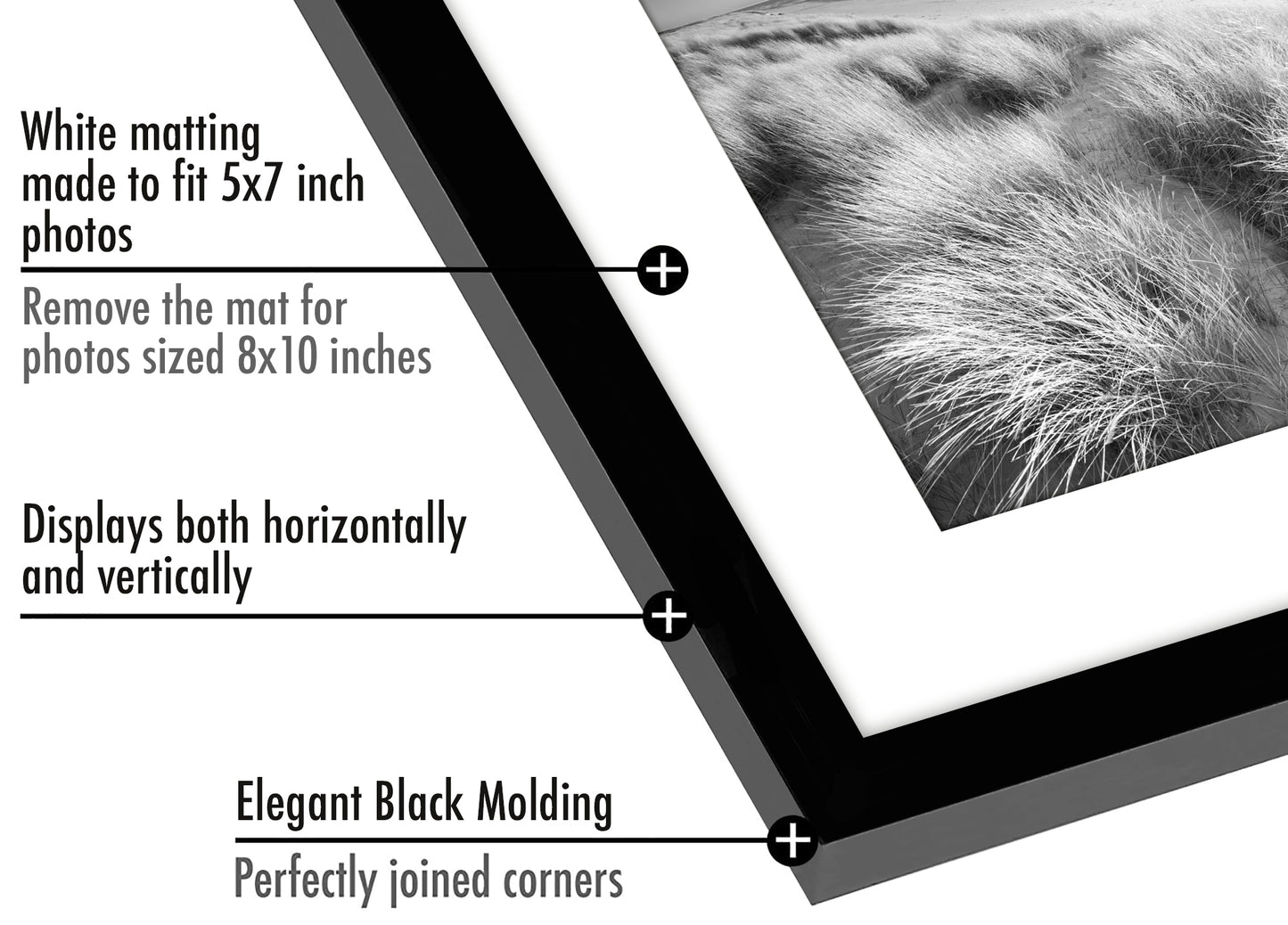 Picture Frame - Set of 2 - with Mat or Without Mat - Plexiglass Cover and Hanging Hardware included