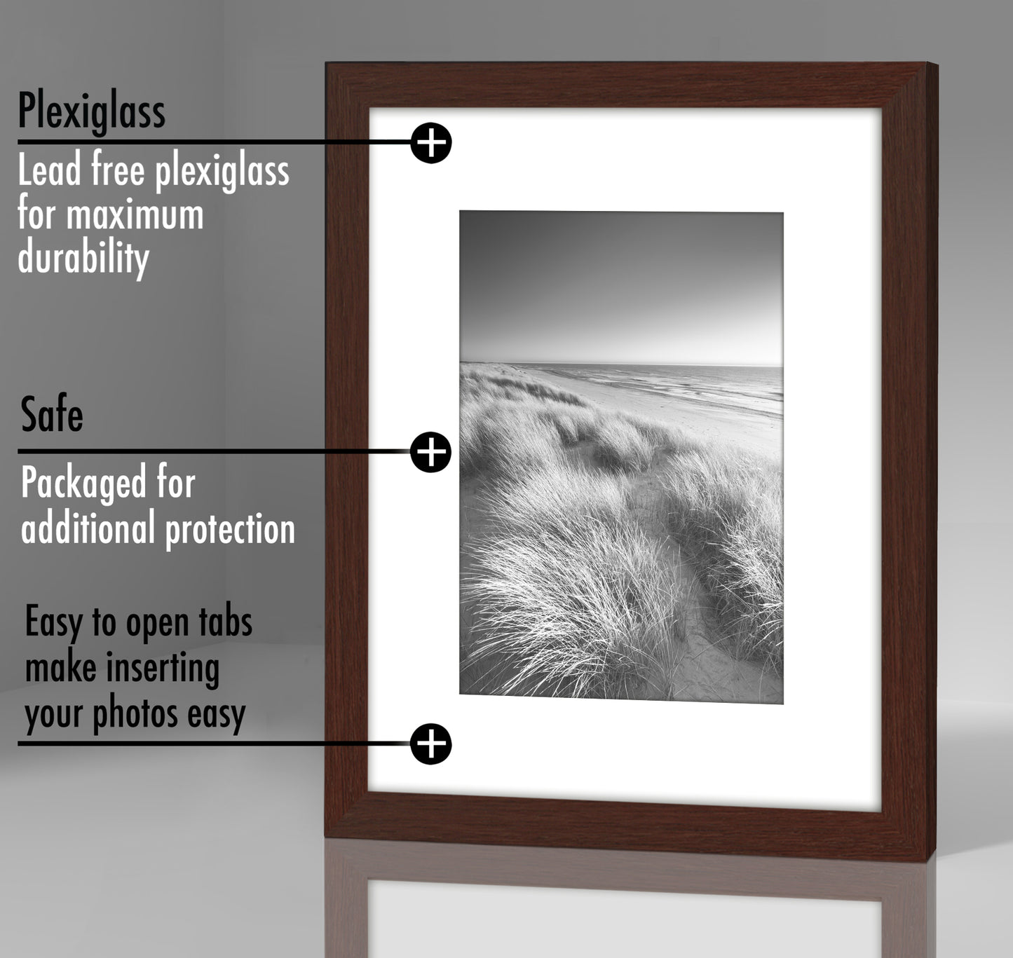 5 Pack - Gallery Wall Picture Frame | Choose Size and Color