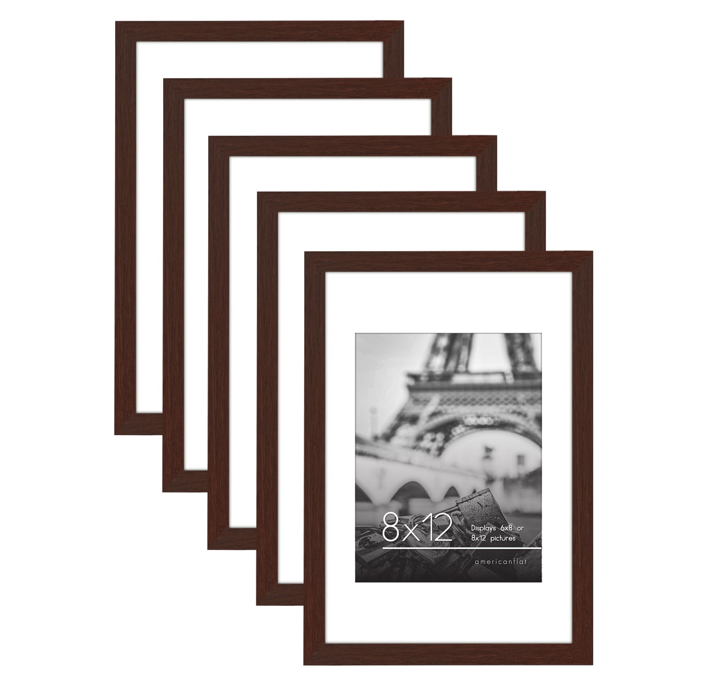 5 Pack - Gallery Wall Picture Frame | Choose Size and Color