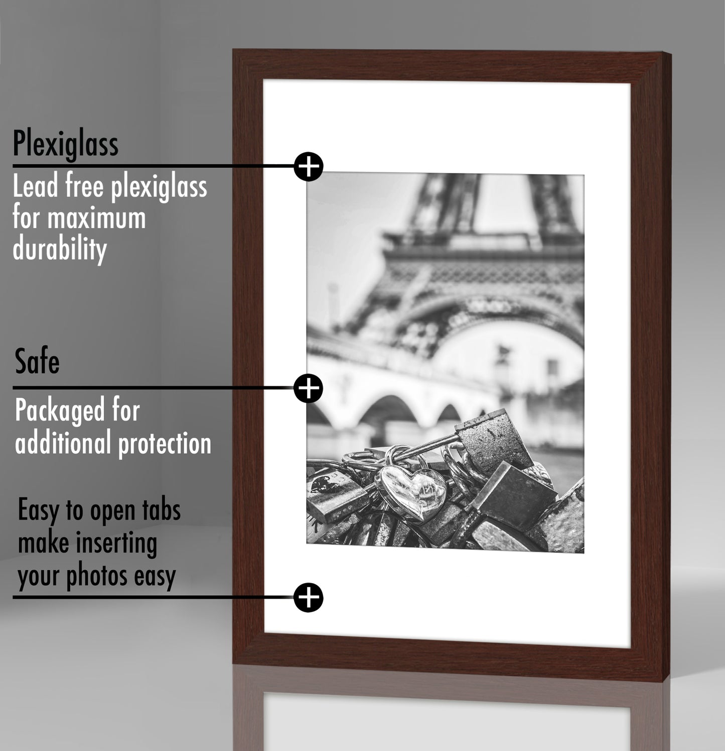 5 Pack - Gallery Wall Picture Frame | Choose Size and Color