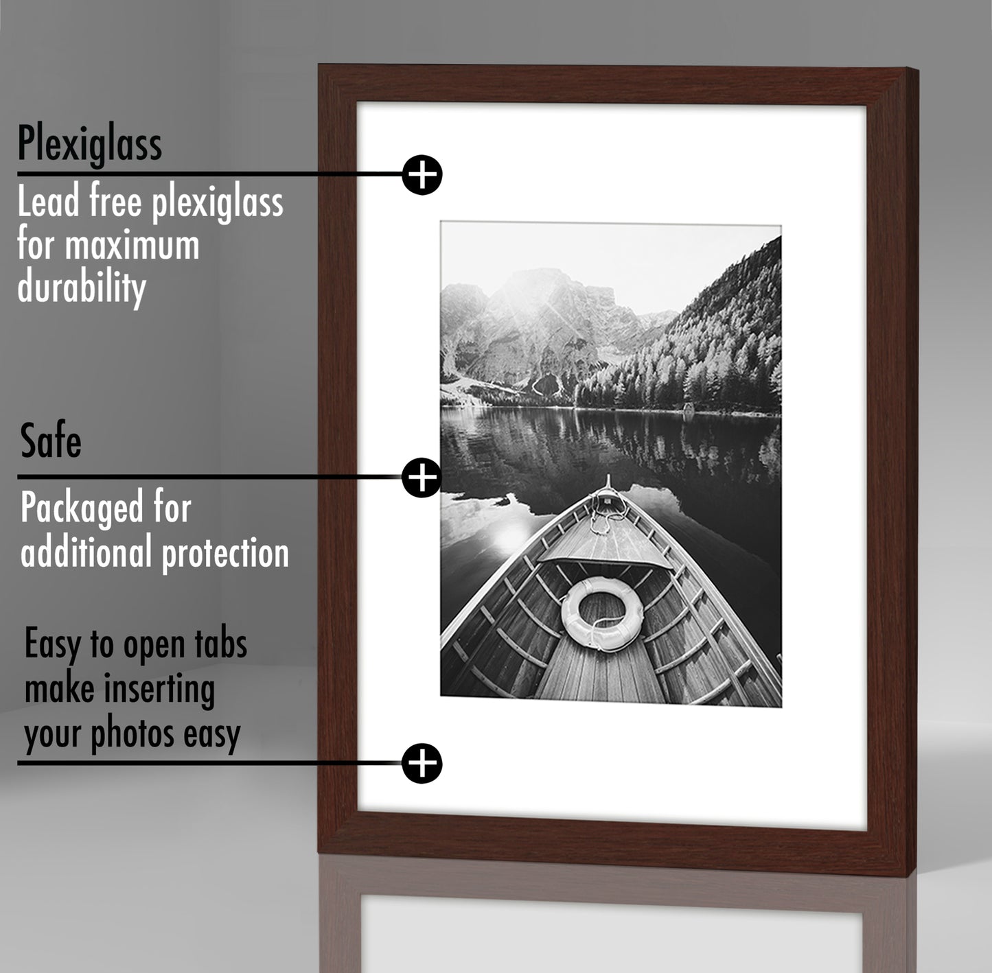 5 Pack - Gallery Wall Picture Frame | Choose Size and Color