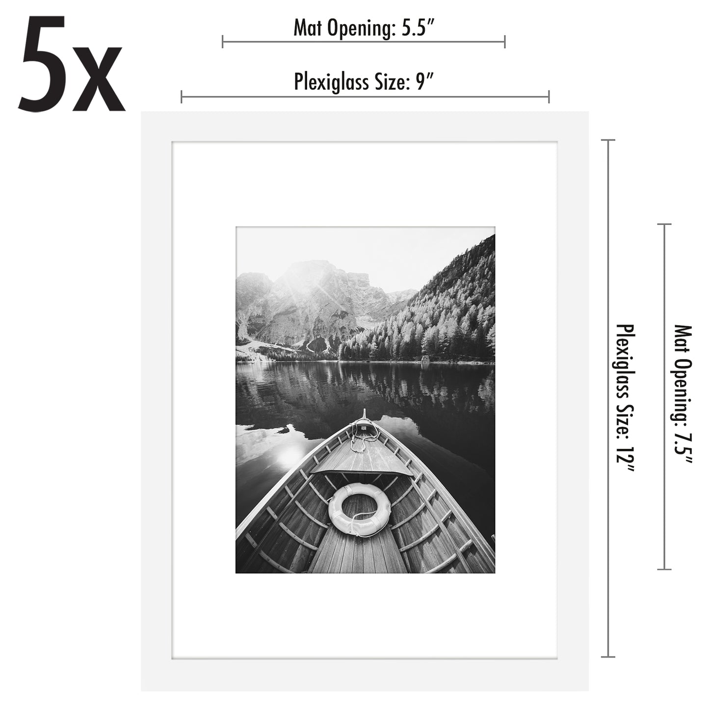 5 Pack - Gallery Wall Picture Frame | Choose Size and Color