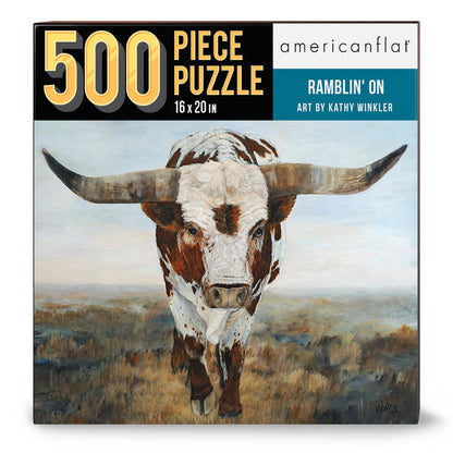 500 Piece Jigsaw Puzzle, 16x20 Inches, RAMBLIN' ON Artwork by Kathy Winkler