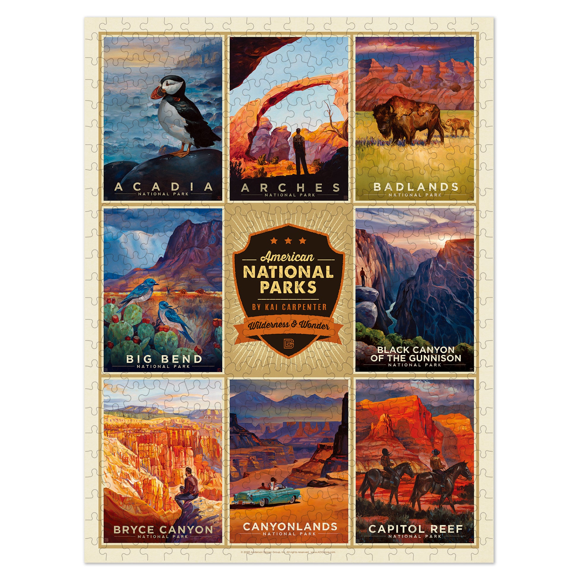 500 Piece Jigsaw Puzzle, 18x24 Inches, "American National Parks 1" Art by Anderson Design Group - Americanflat