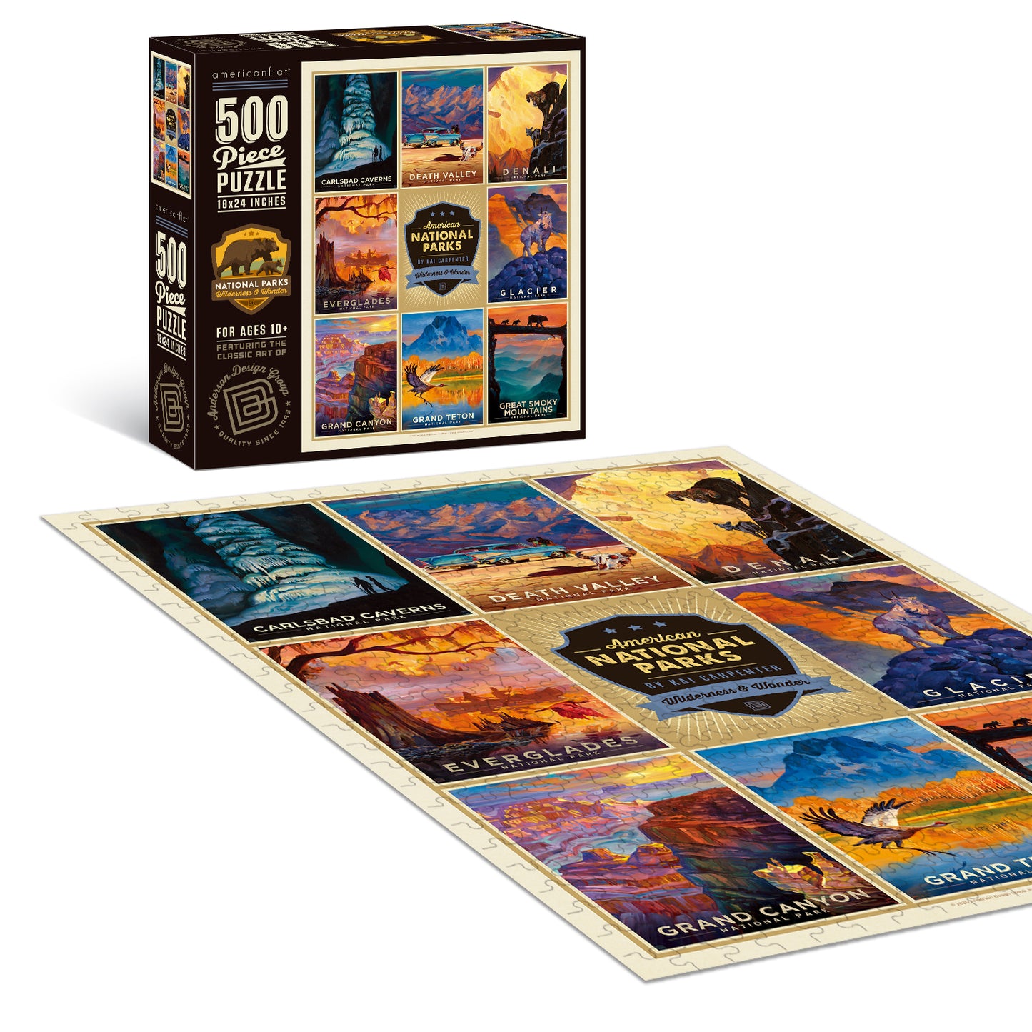 American Travel Bundle: National Parks Board Game, 2021 Wall Calendar & Jigsaw Puzzle - Bundle - Americanflat