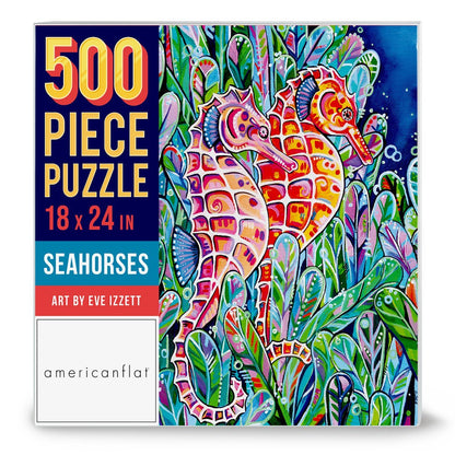 500 Piece Jigsaw Puzzle, 18x24 Inches, "Seahorses" Artwork by Eve Izzett - Jigsaw Puzzle - Americanflat