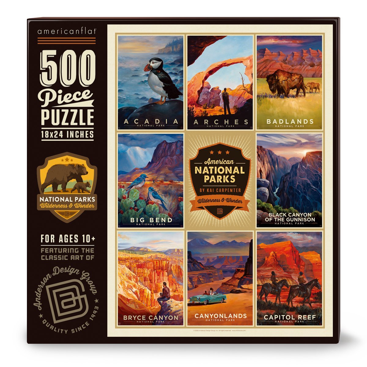 500 Piece Jigsaw Puzzle, 18x24 Inches, "American National Parks 1" Art by Anderson Design Group - Jigsaw Puzzle - Americanflat